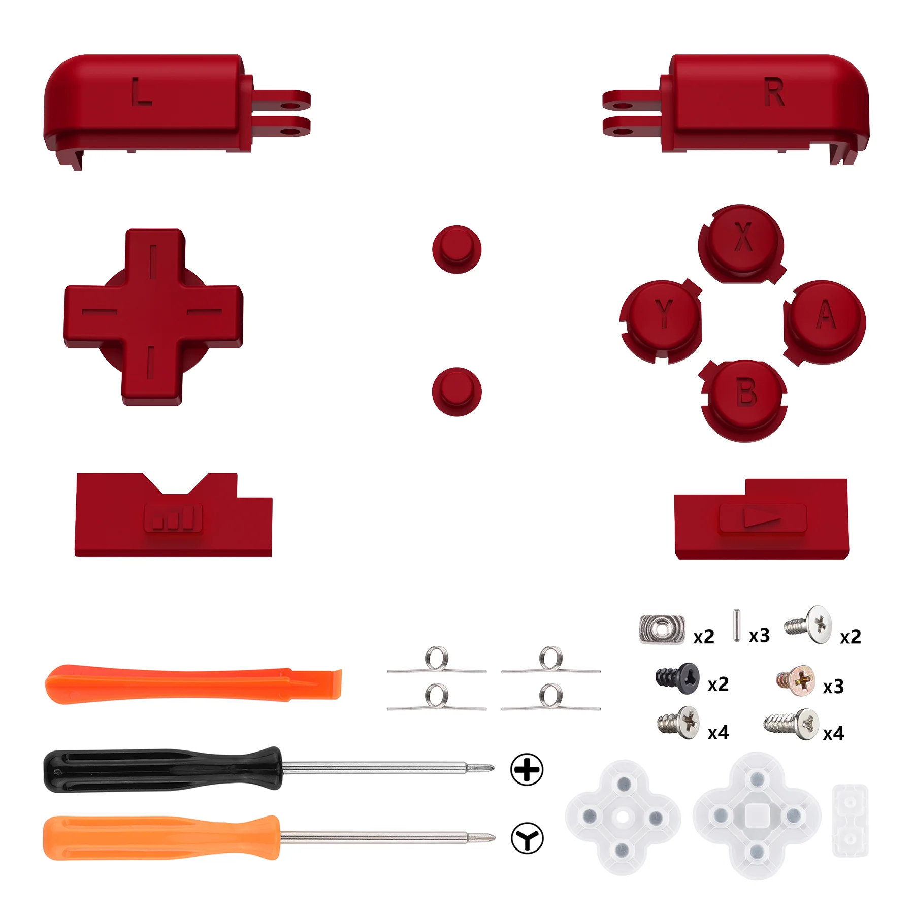 eXtremeRate Replacement Full Set Buttons for Nintendo DS Lite NDSL - Scarlet Red - Image 2