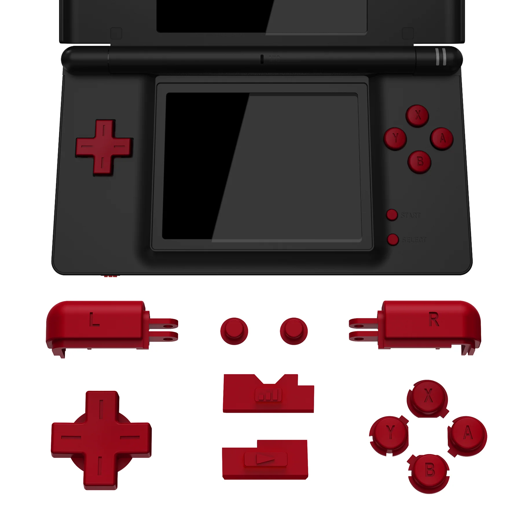 eXtremeRate Replacement Full Set Buttons for Nintendo DS Lite NDSL - Scarlet Red - Image 5