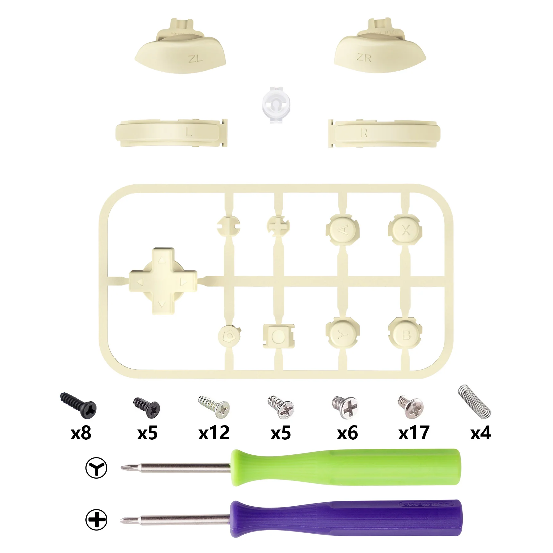 eXtremeRate Replacement Full Set Buttons for NS Switch Lite - Antique Yellow - Image 7