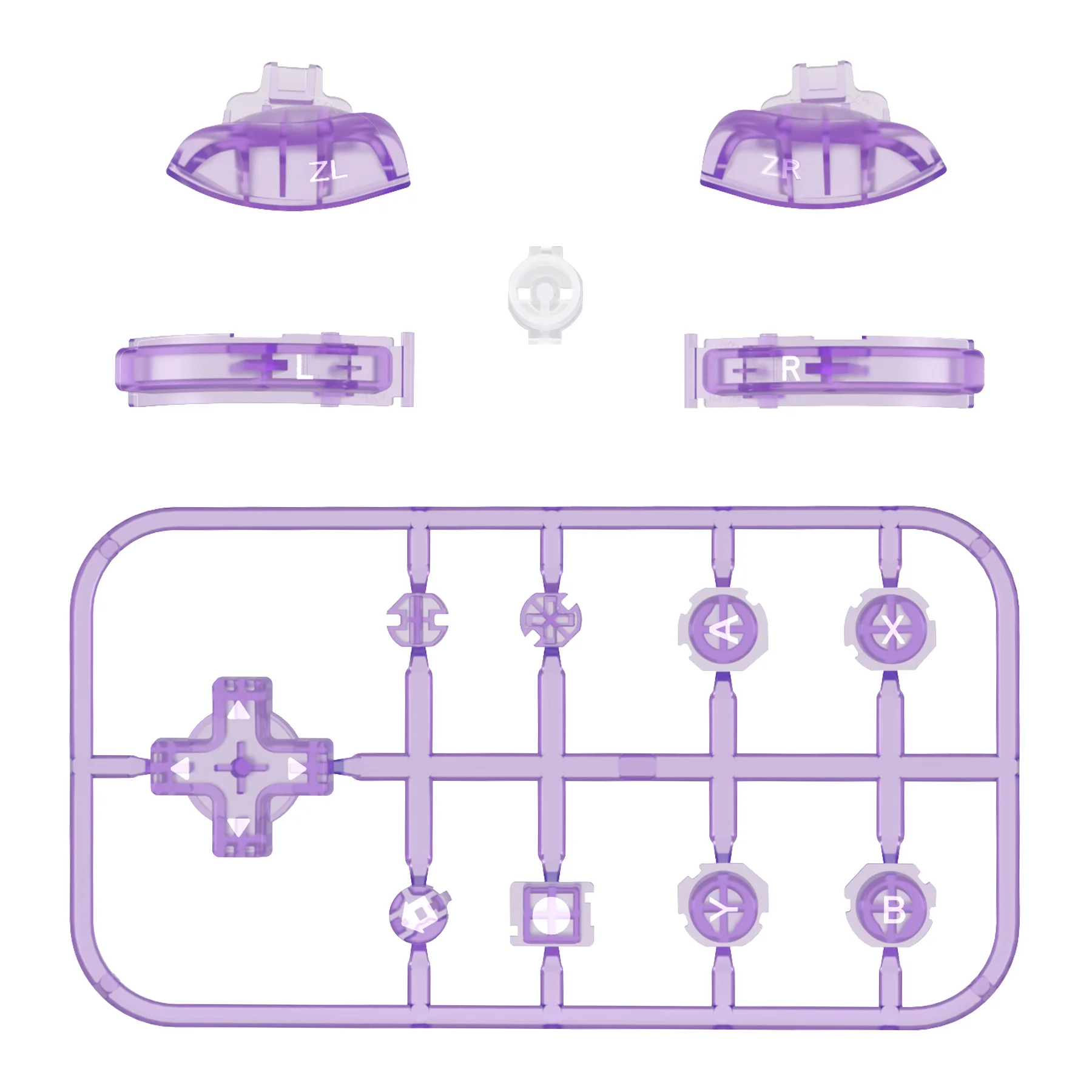 eXtremeRate Replacement Full Set Buttons for NS Switch Lite - Clear Atomic Purple - Image 2
