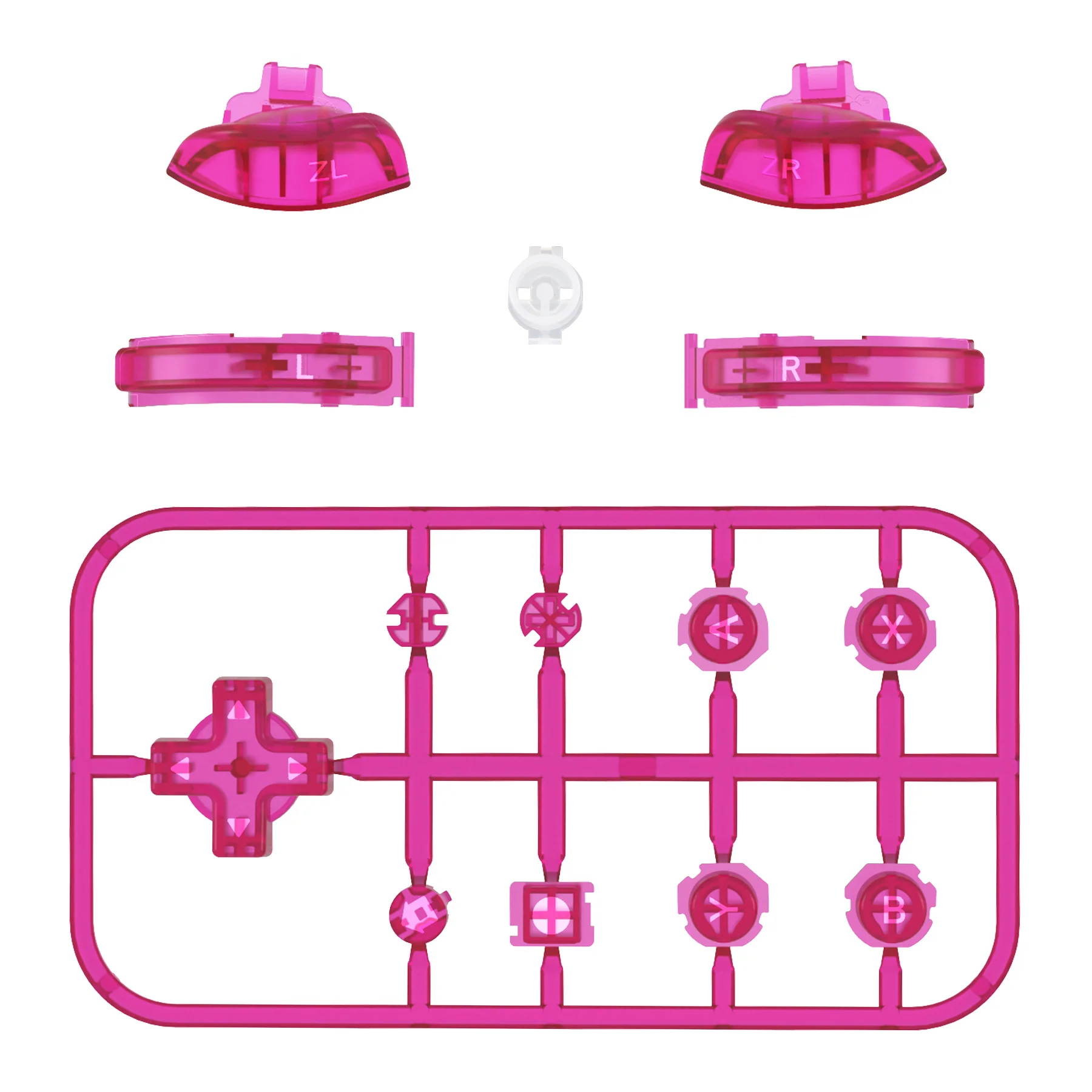 eXtremeRate Replacement Full Set Buttons for NS Switch Lite - Clear Candy Pink - Image 2