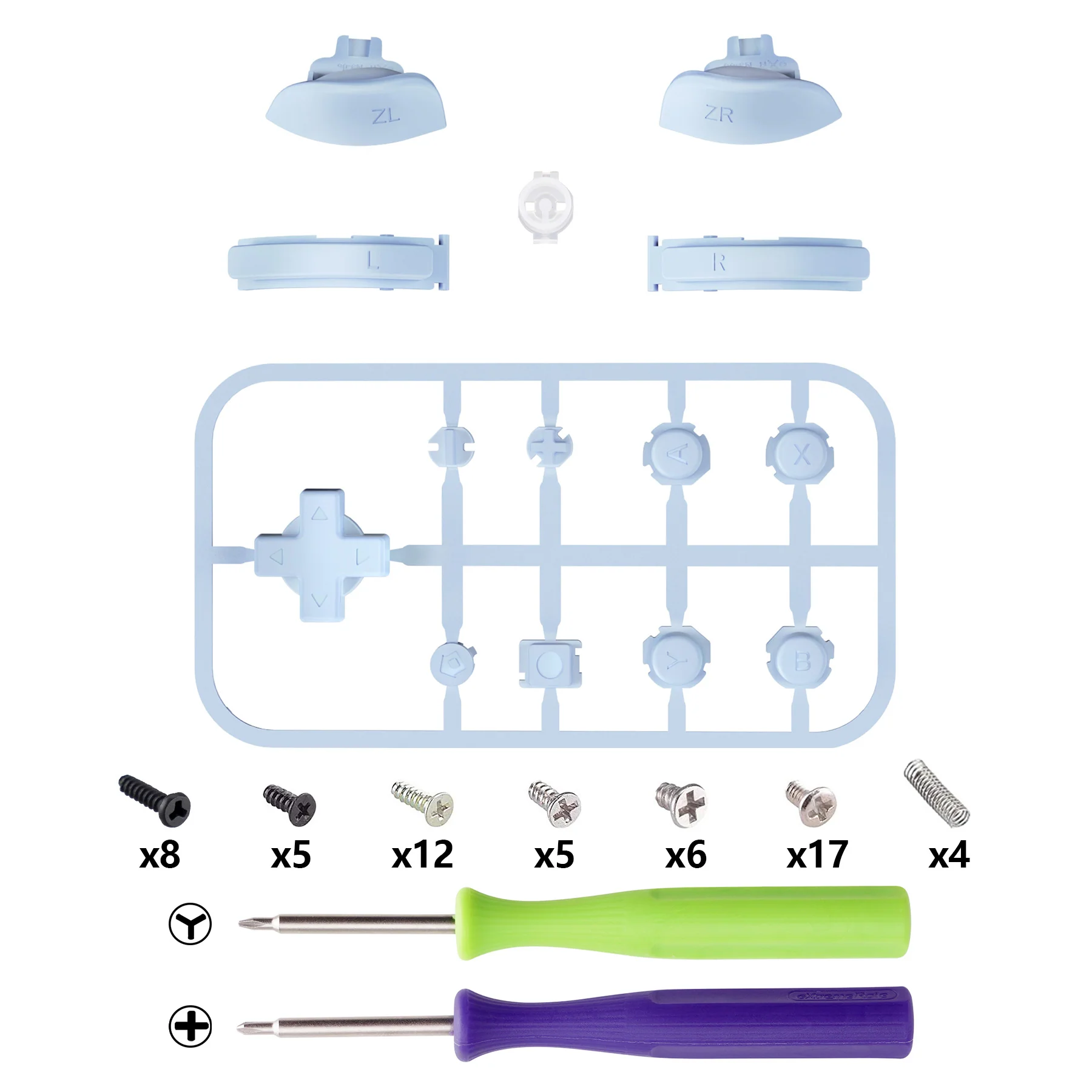 eXtremeRate Replacement Full Set Buttons for NS Switch Lite - Sky Blue - Image 7