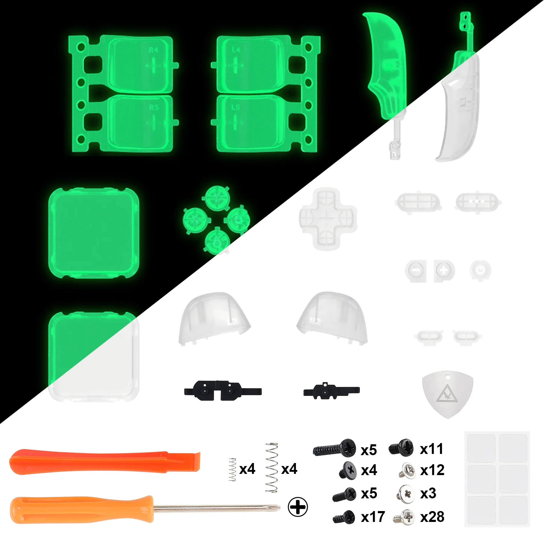 eXtremeRate Replacement Full Set Buttons for Steam Deck LCD - Glow in Dark - Green - Image 2