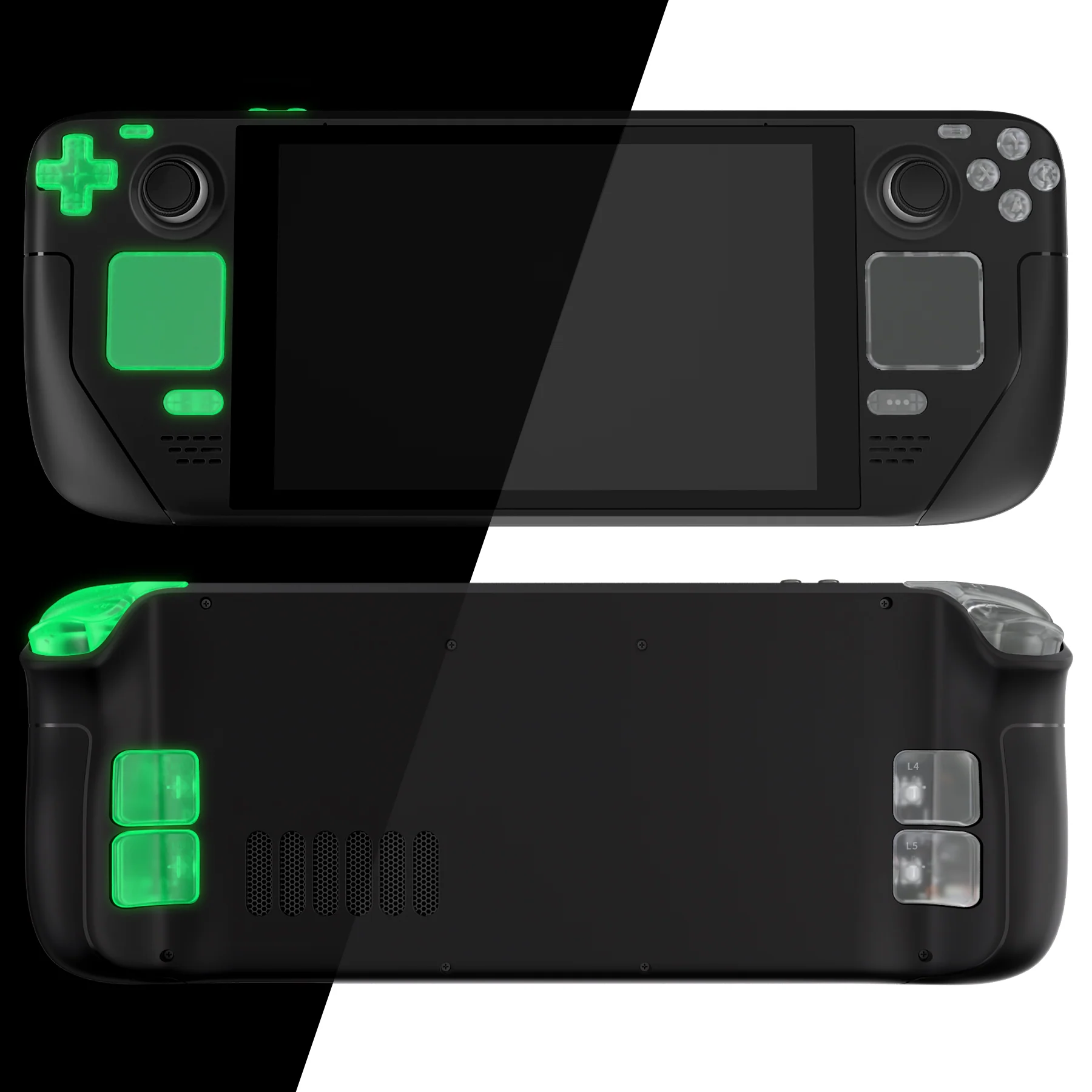 eXtremeRate Replacement Full Set Buttons for Steam Deck LCD - Glow in Dark - Green - Image 7