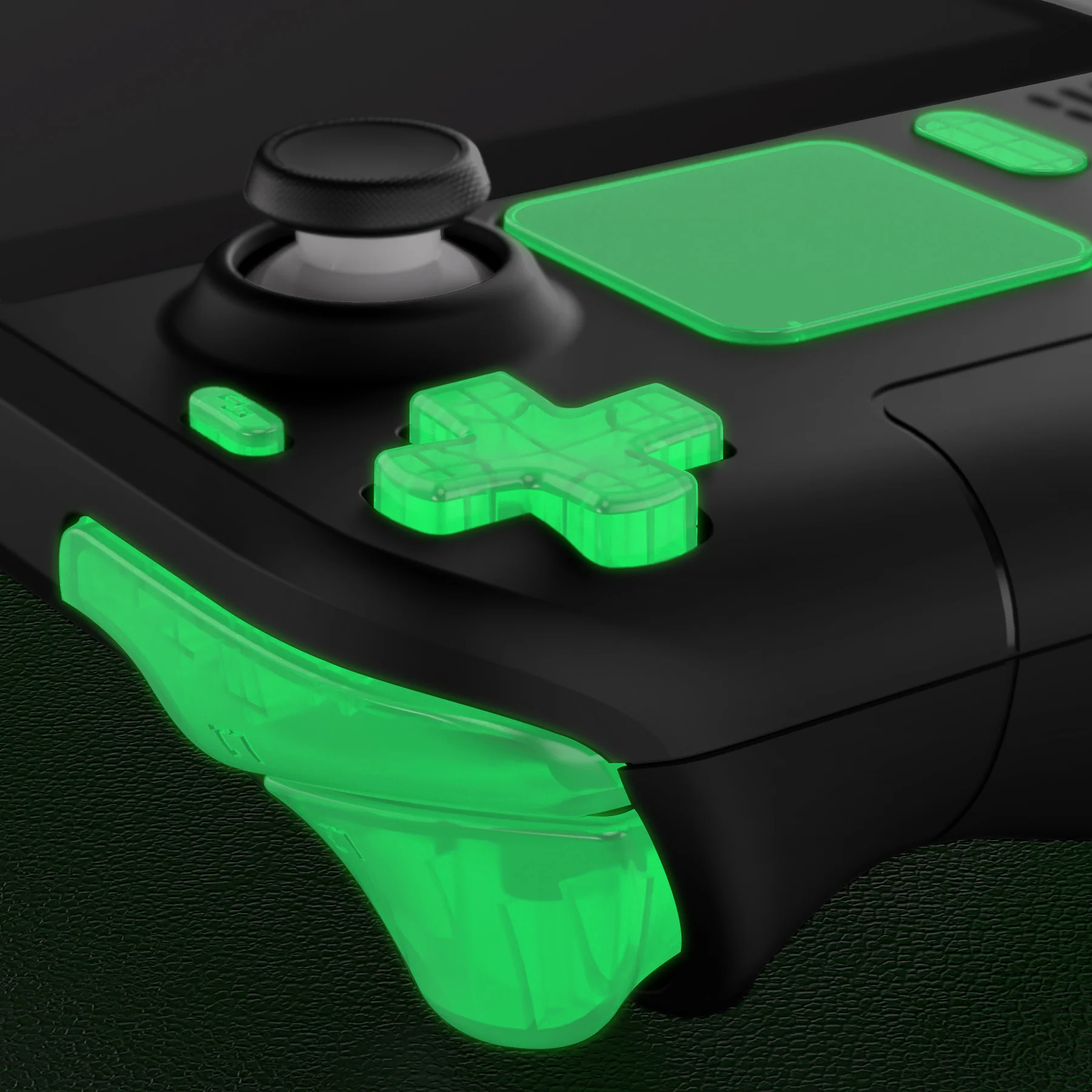 eXtremeRate Replacement Full Set Buttons for Steam Deck LCD - Glow in Dark - Green - Image 8
