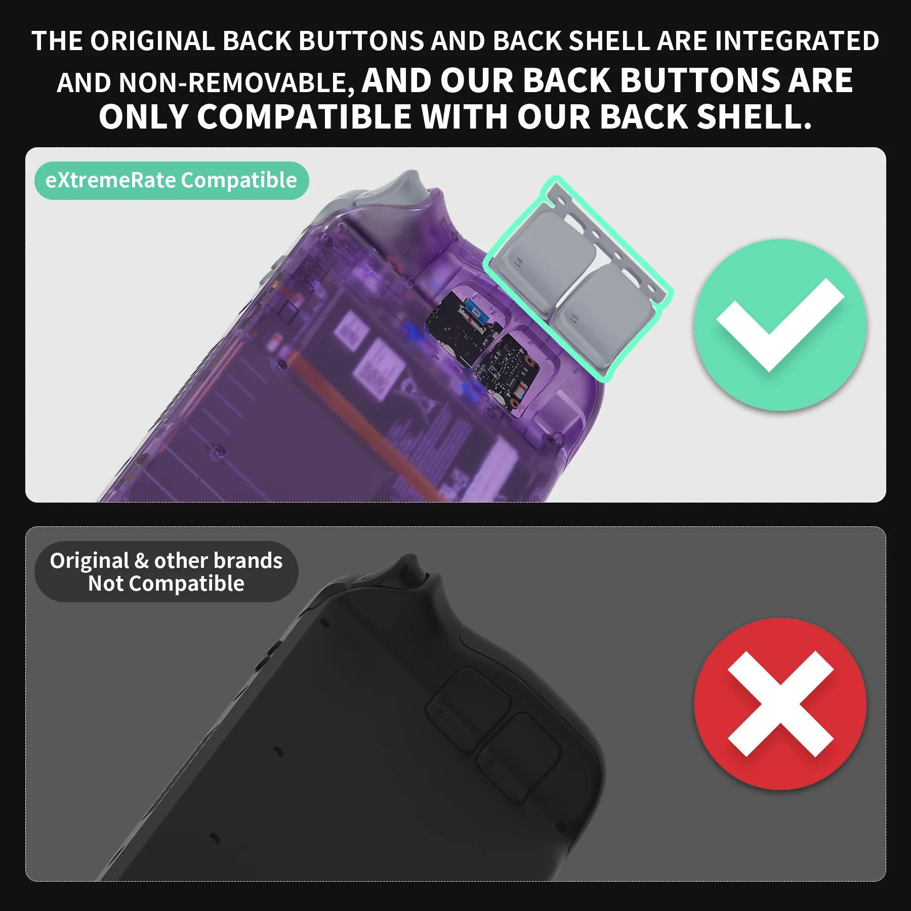 eXtremeRate Replacement Full Set Buttons for Steam Deck LCD - New Hope Gray - Image 4