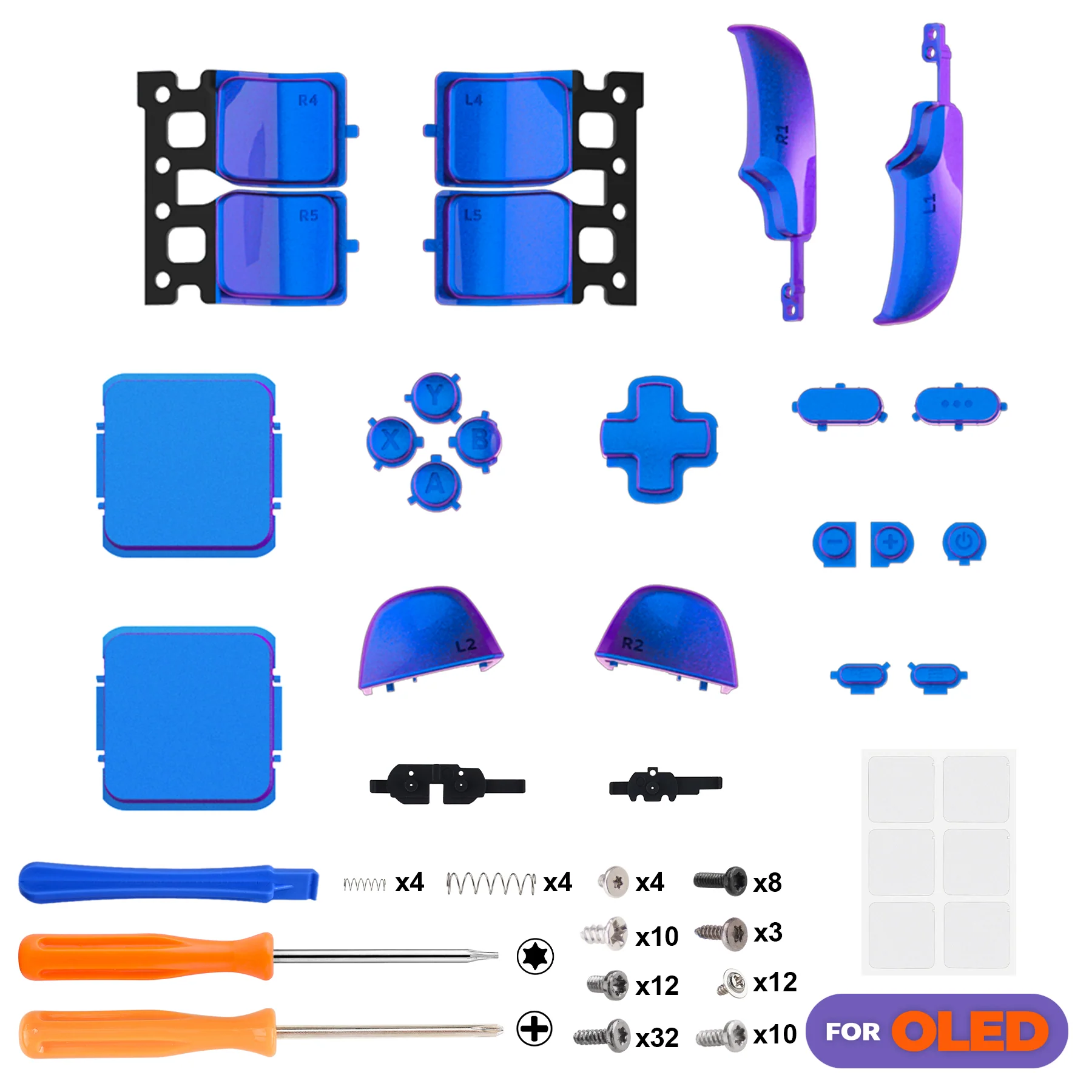 eXtremeRate Replacement Full Set Buttons for Steam Deck OLED - Chameleon Purple Blue - Image 2