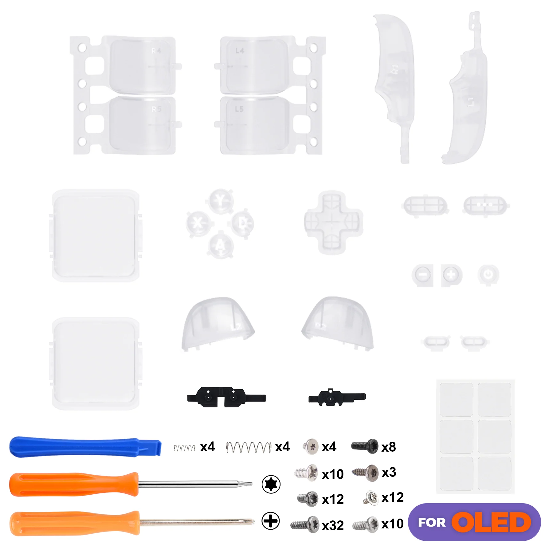 eXtremeRate Replacement Full Set Buttons for Steam Deck OLED - Clear - Image 2