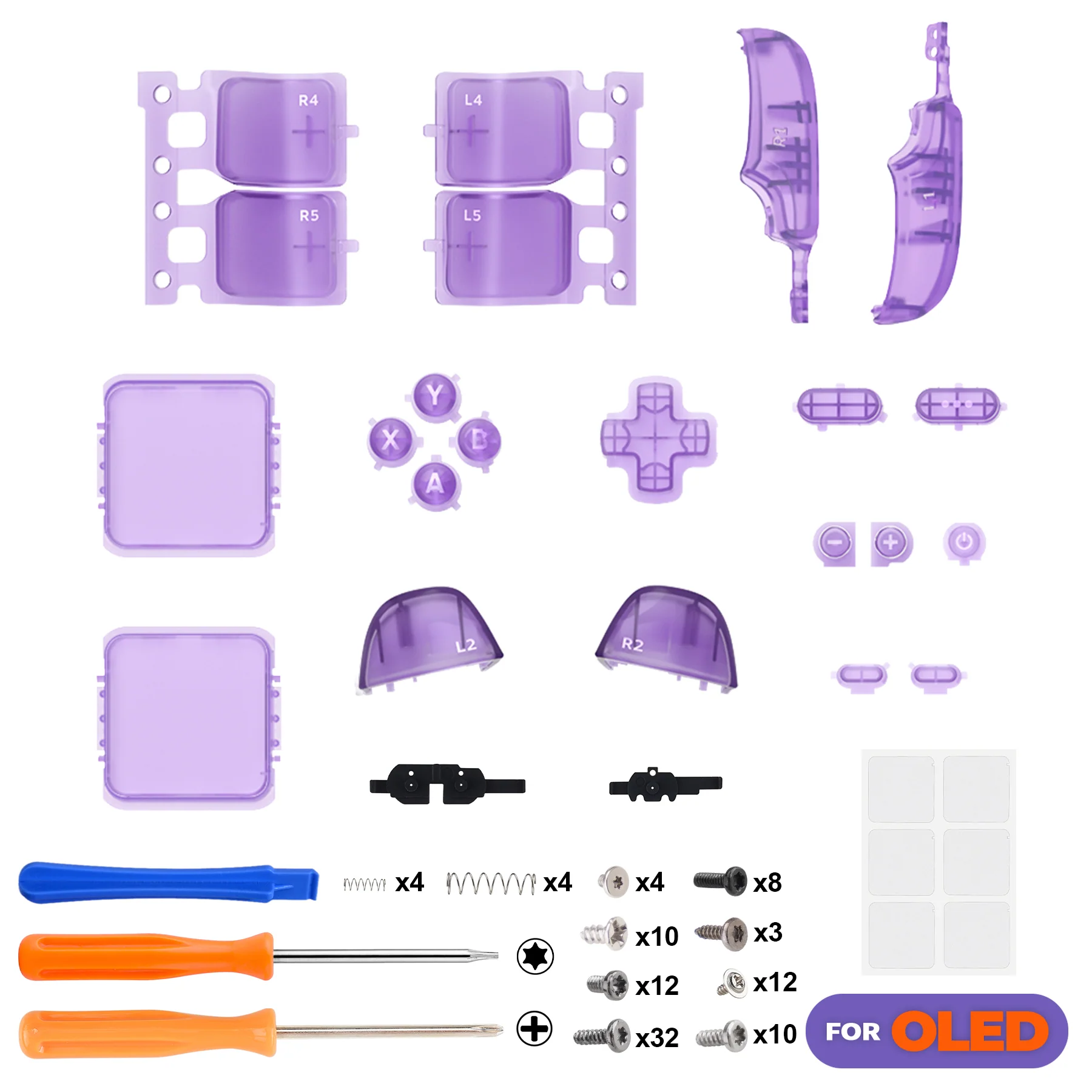 eXtremeRate Replacement Full Set Buttons for Steam Deck OLED  - Clear Atomic Purple - Image 2