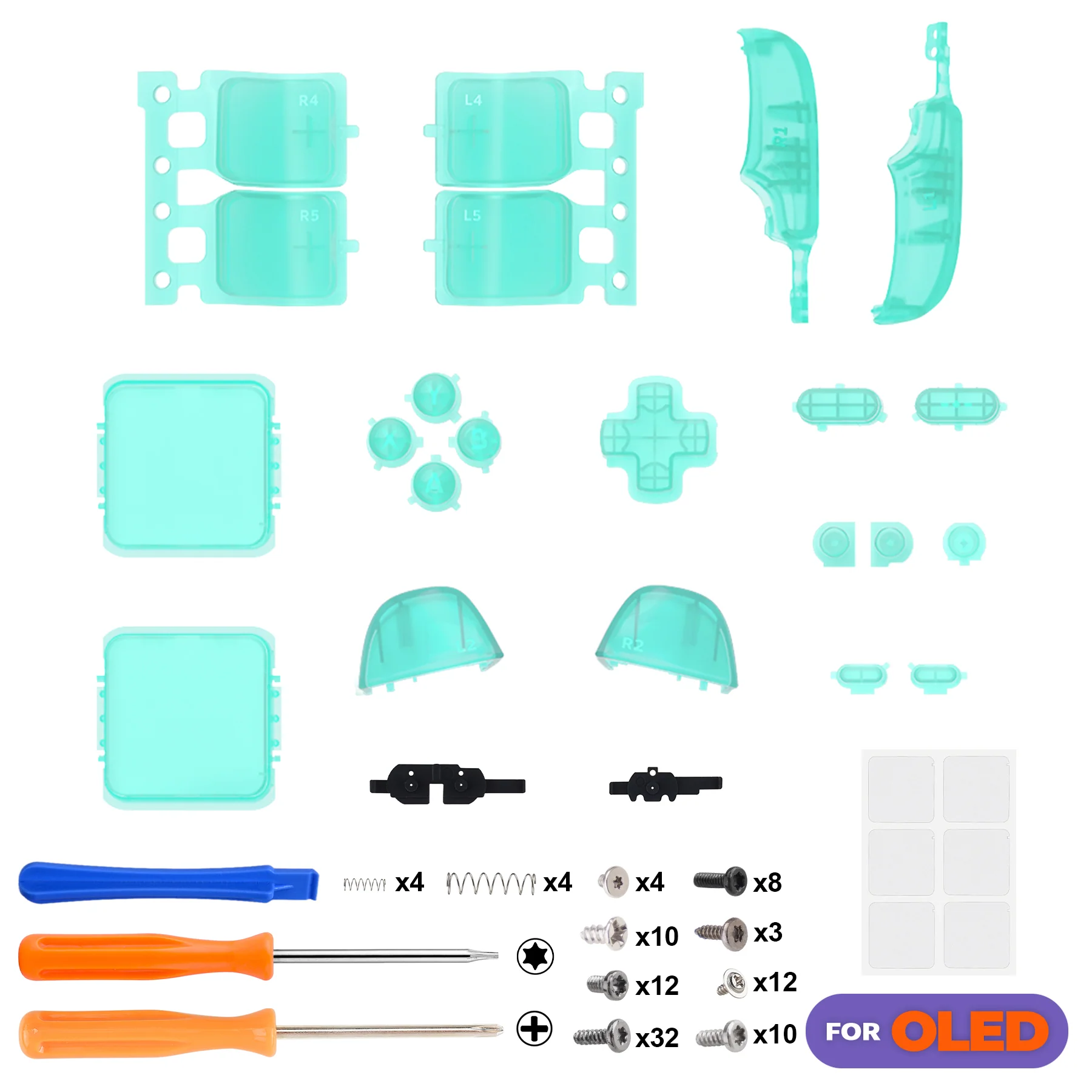 eXtremeRate Replacement Full Set Buttons for Steam Deck OLED - Clear Emerald Green - Image 2