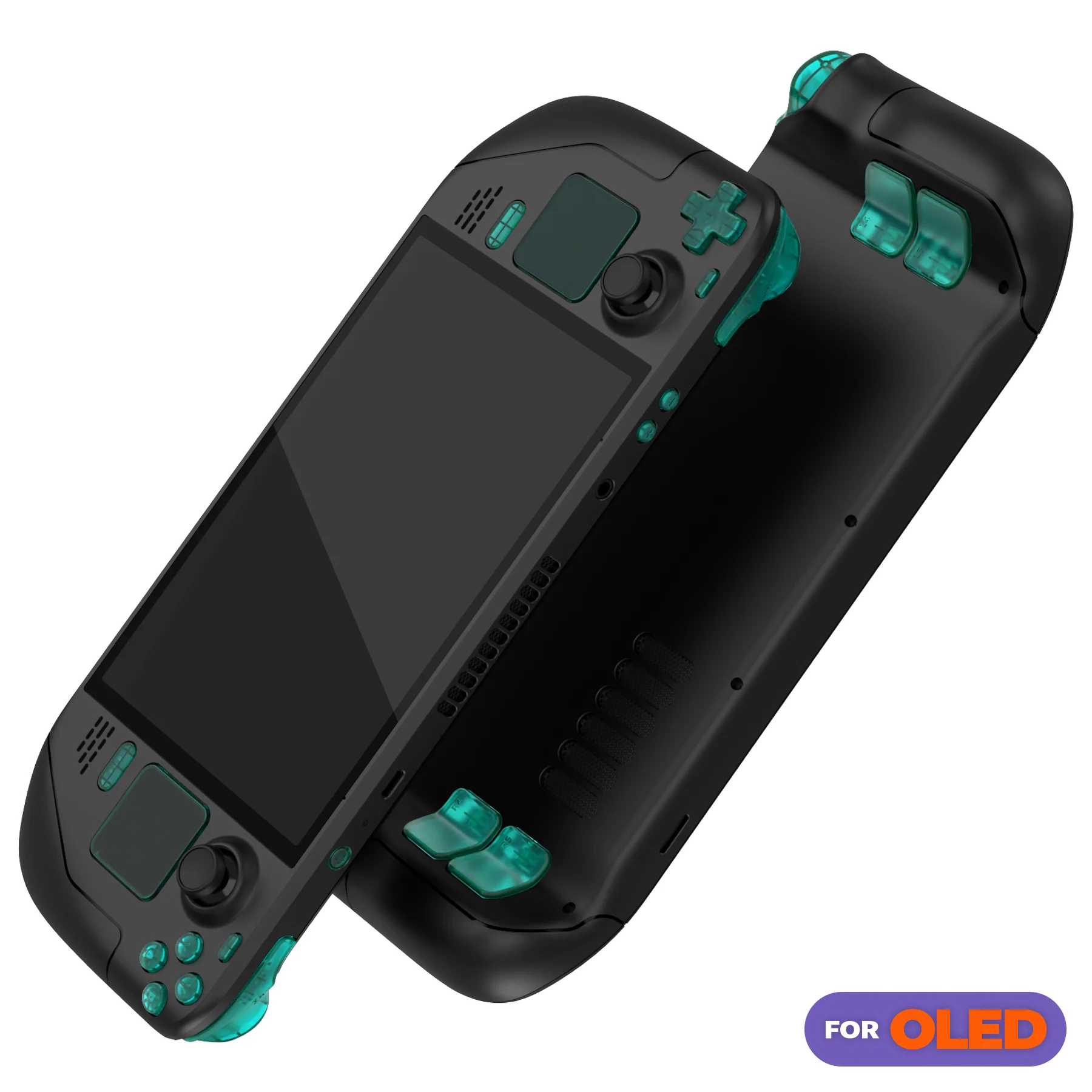 eXtremeRate Replacement Full Set Buttons for Steam Deck OLED - Clear Emerald Green - Image 4