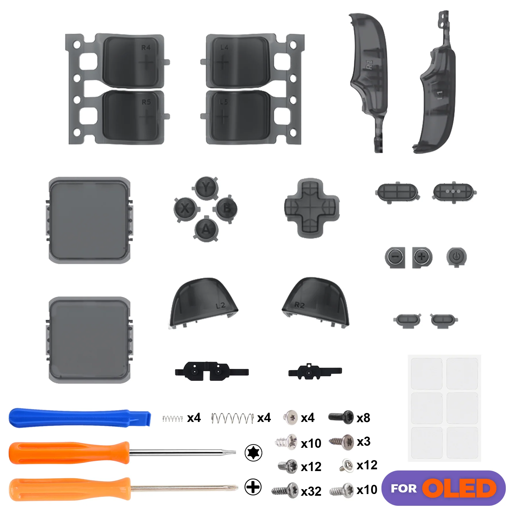 eXtremeRate Replacement Full Set Buttons for Steam Deck OLED - Clear Slate Black - Image 2
