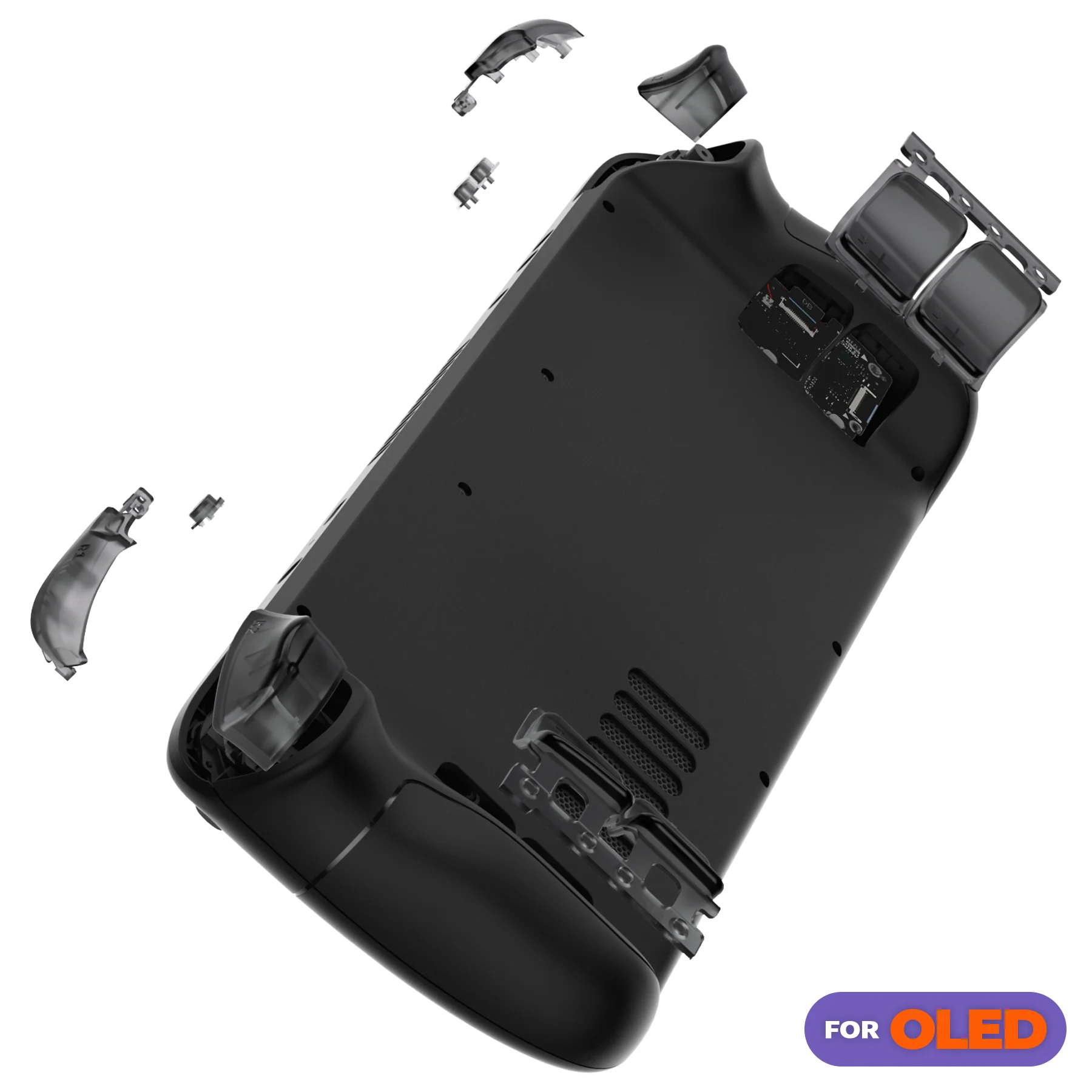 eXtremeRate Replacement Full Set Buttons for Steam Deck OLED - Clear Slate Black - Image 5