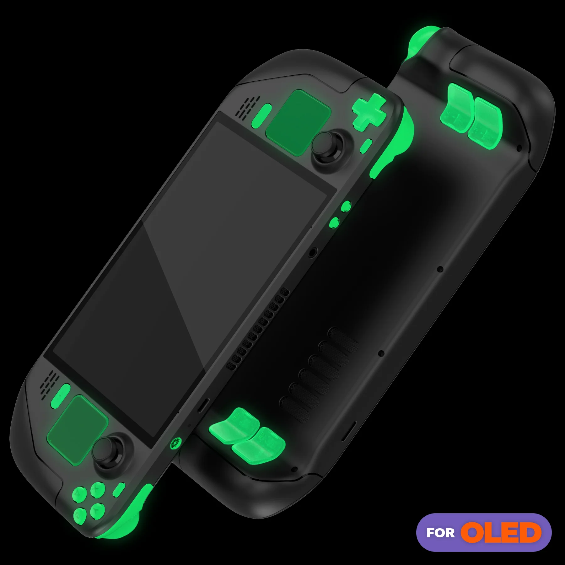 eXtremeRate Replacement Full Set Buttons for Steam Deck OLED - Glow in Dark - Green - Image 4