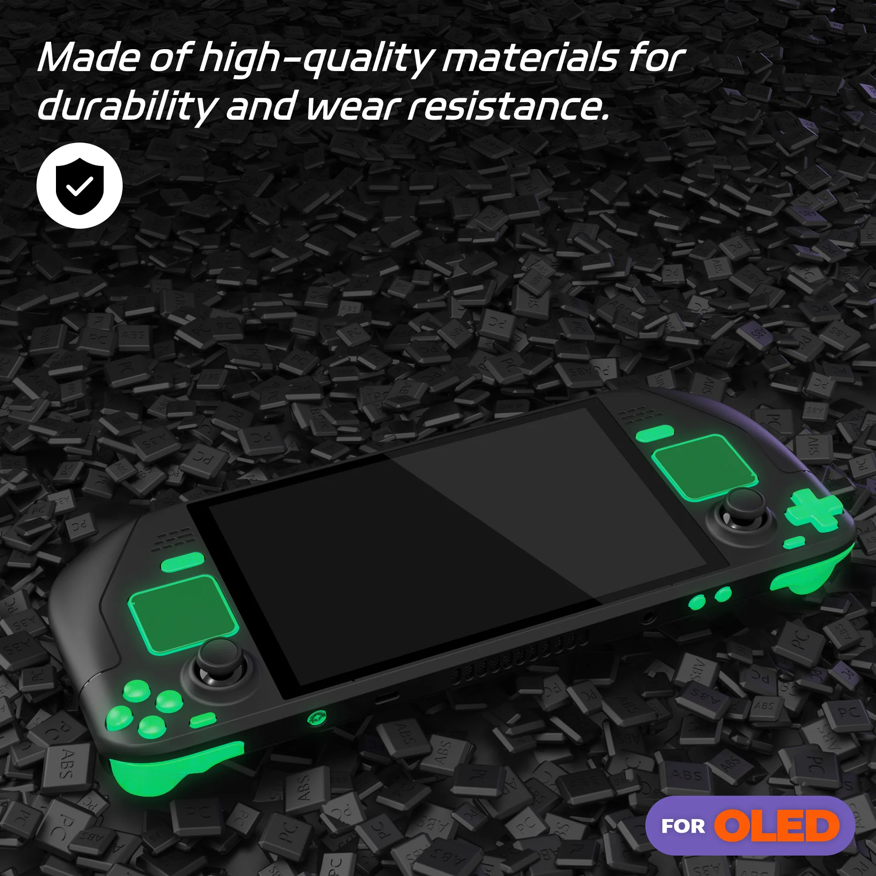 eXtremeRate Replacement Full Set Buttons for Steam Deck OLED - Glow in Dark - Green - Image 6