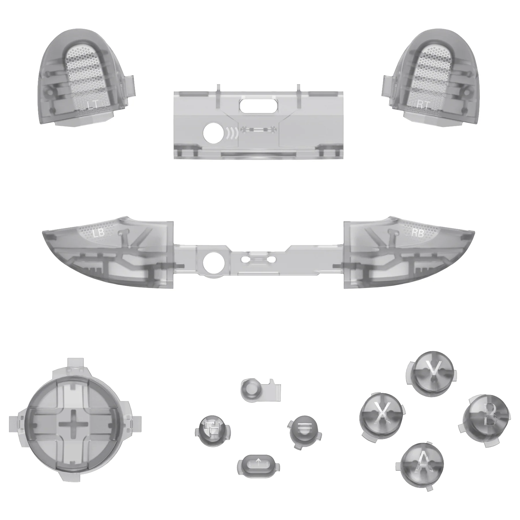 eXtremeRate Replacement Full Set Buttons for Xbox Series X & S Controller - Clear Black - Image 2