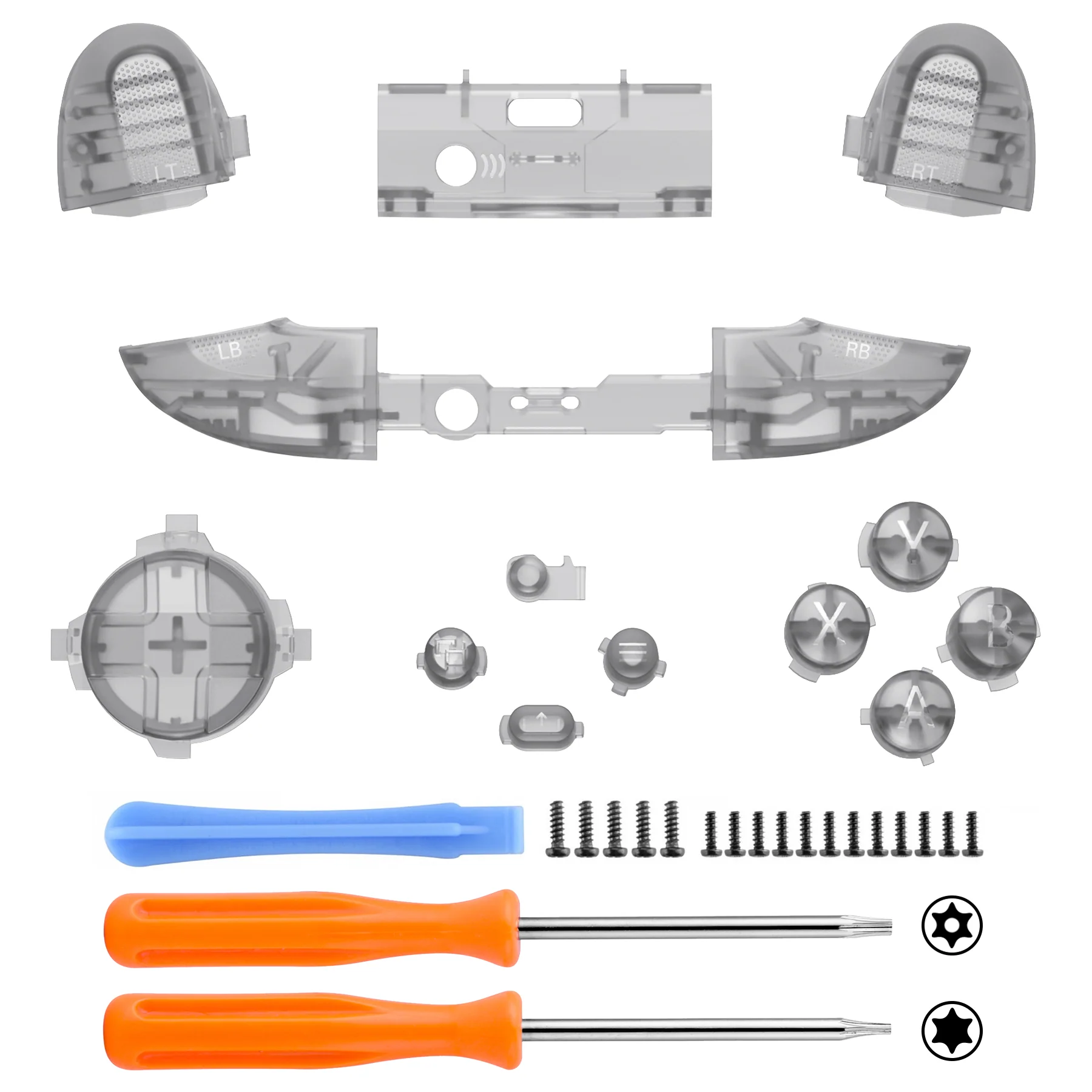 eXtremeRate Replacement Full Set Buttons for Xbox Series X & S Controller - Clear Black - Image 7