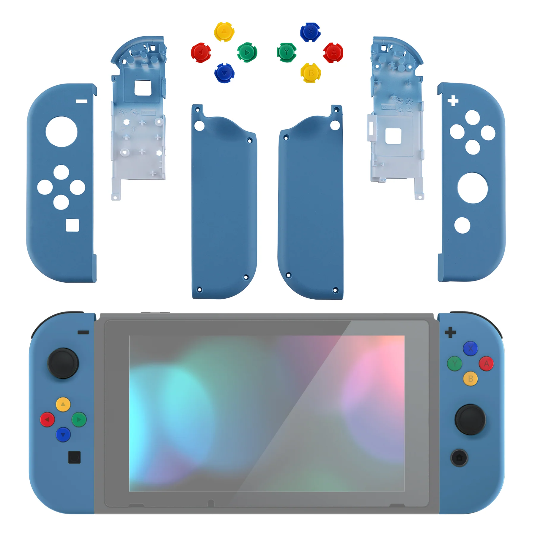 eXtremeRate Replacement Full Set Shell Case with Buttons for Joycon of NS Switch - Airforce Blue - Image 3