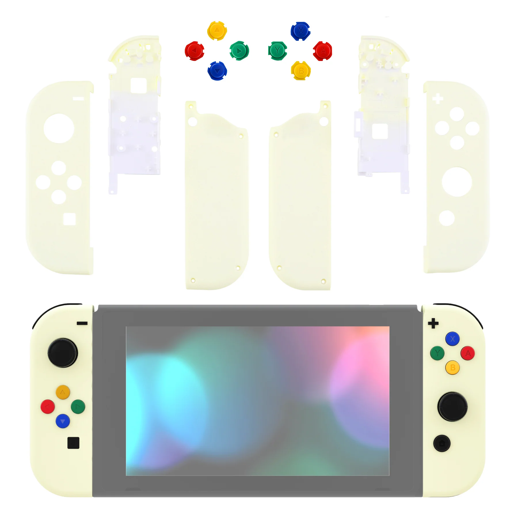eXtremeRate Replacement Full Set Shell Case with Buttons for Joycon of NS Switch - Antique Yellow - Image 3