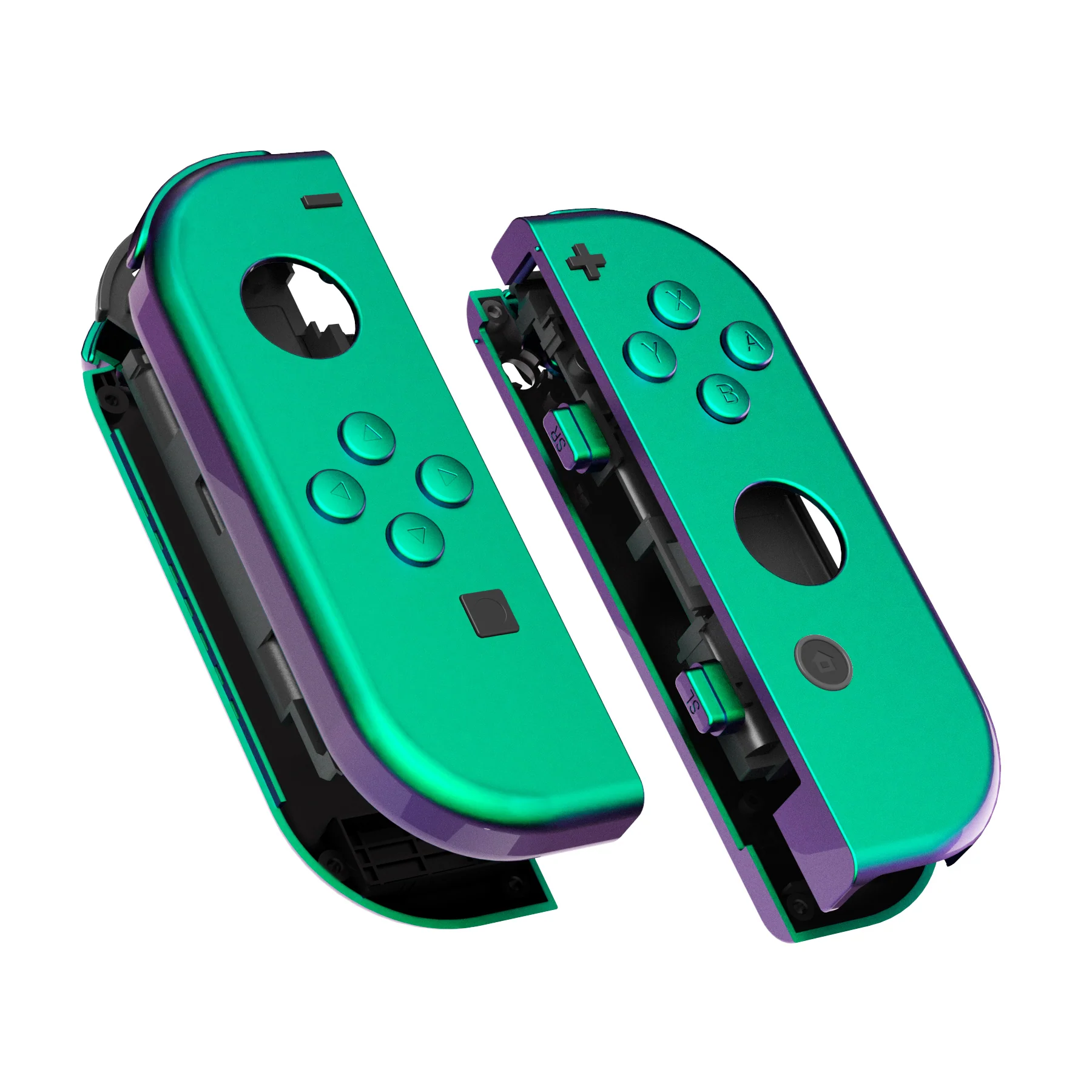 eXtremeRate Replacement Full Set Shell Case with Buttons for Joycon of NS Switch - Chameleon Green Purple - Image 11
