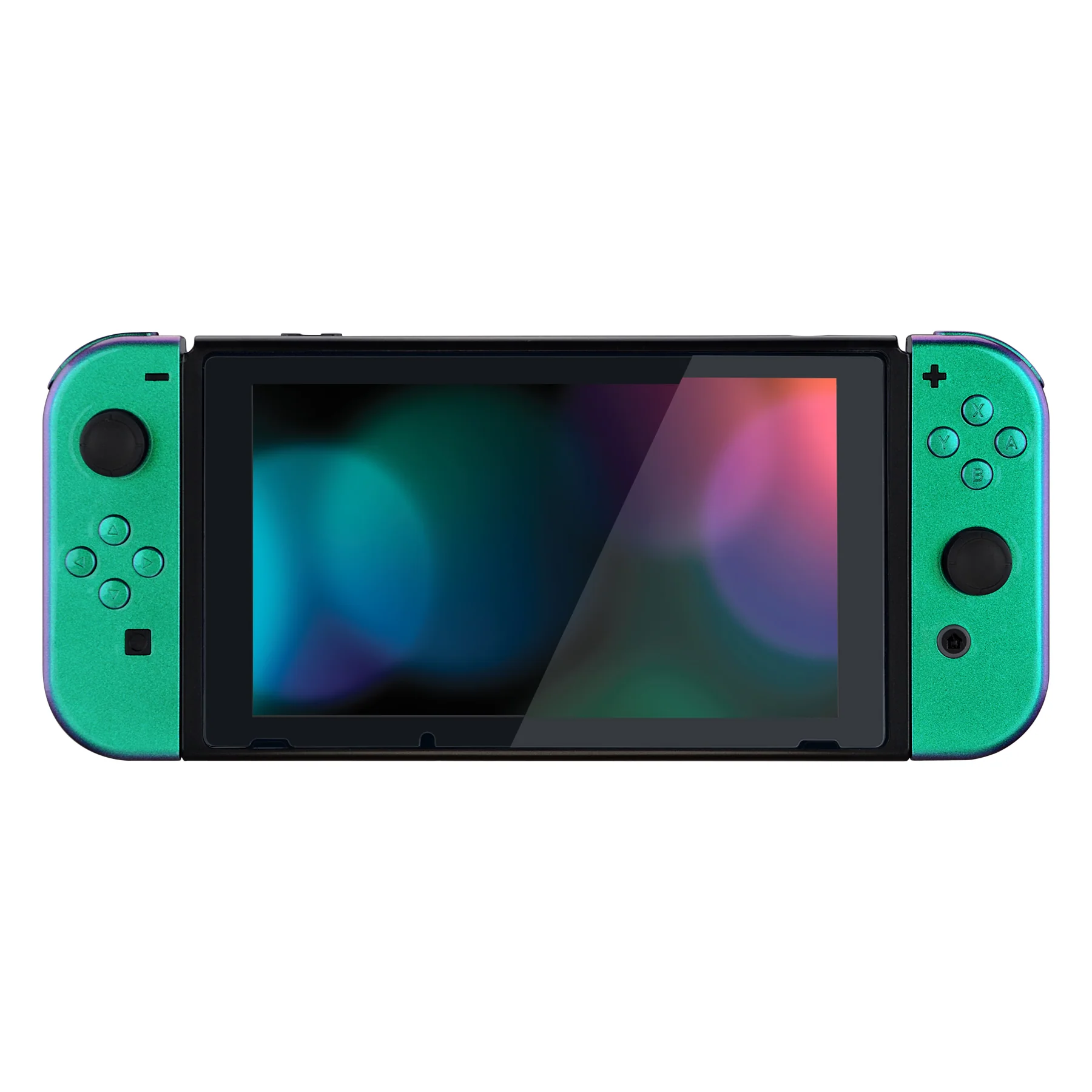 eXtremeRate Replacement Full Set Shell Case with Buttons for Joycon of NS Switch - Chameleon Green Purple - Image 4