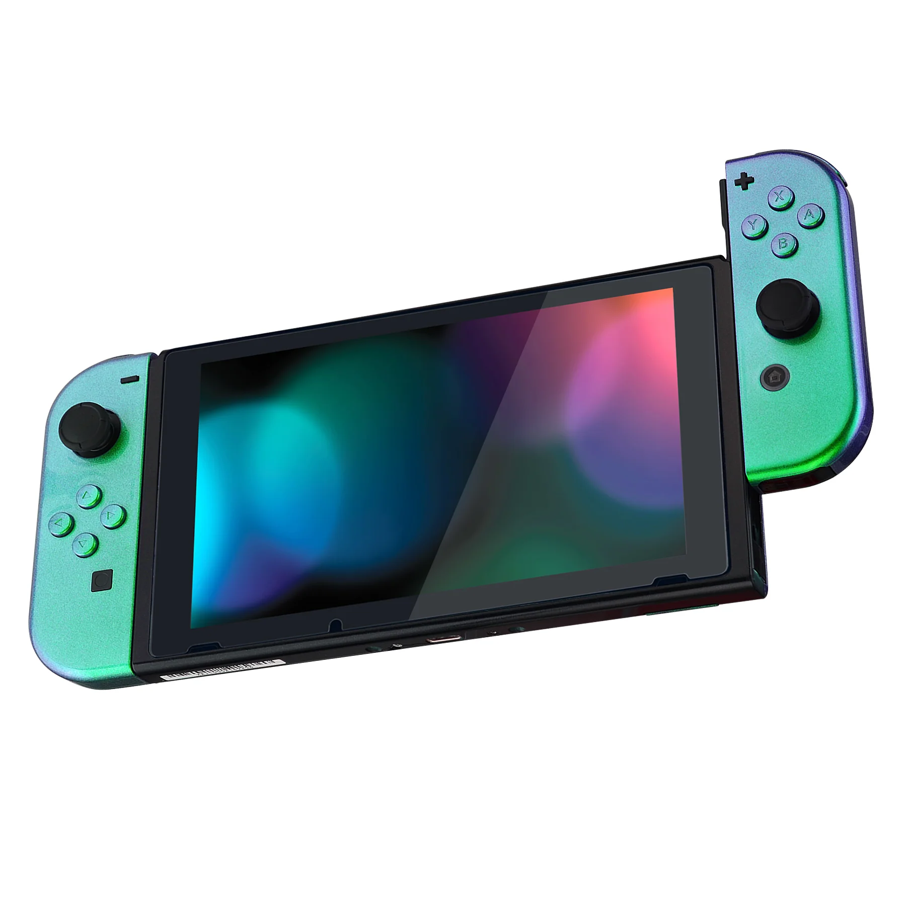 eXtremeRate Replacement Full Set Shell Case with Buttons for Joycon of NS Switch - Chameleon Green Purple - Image 5