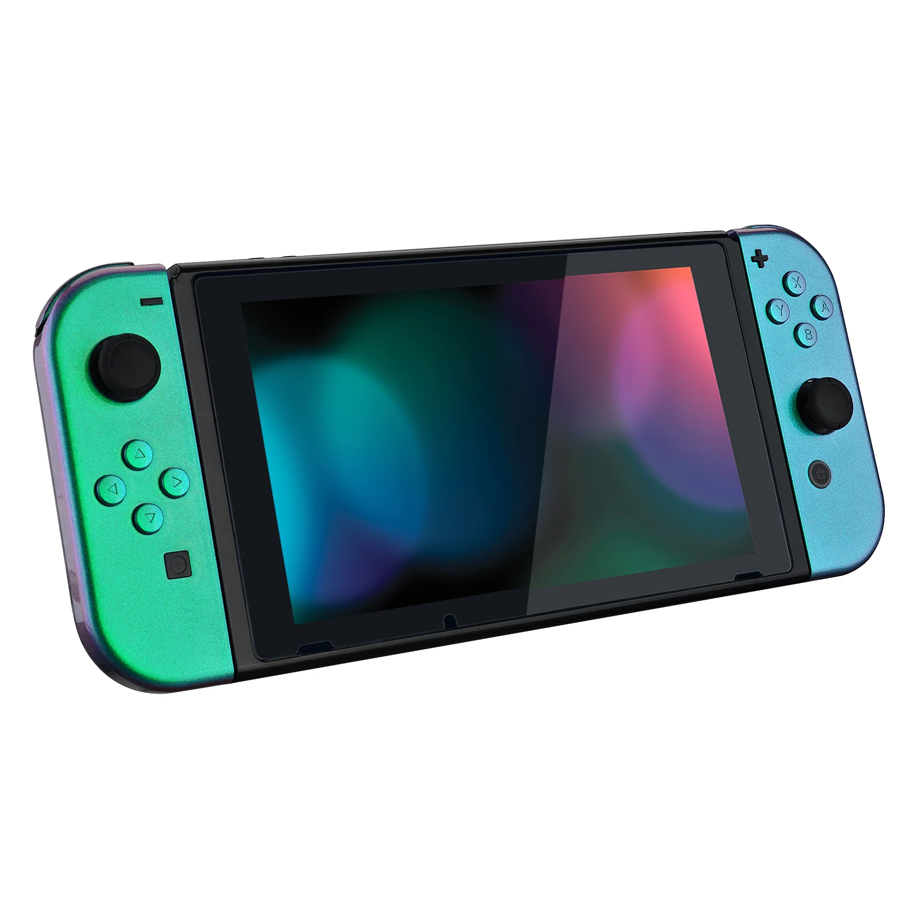 eXtremeRate Replacement Full Set Shell Case with Buttons for Joycon of NS Switch - Chameleon Green Purple - Image 6
