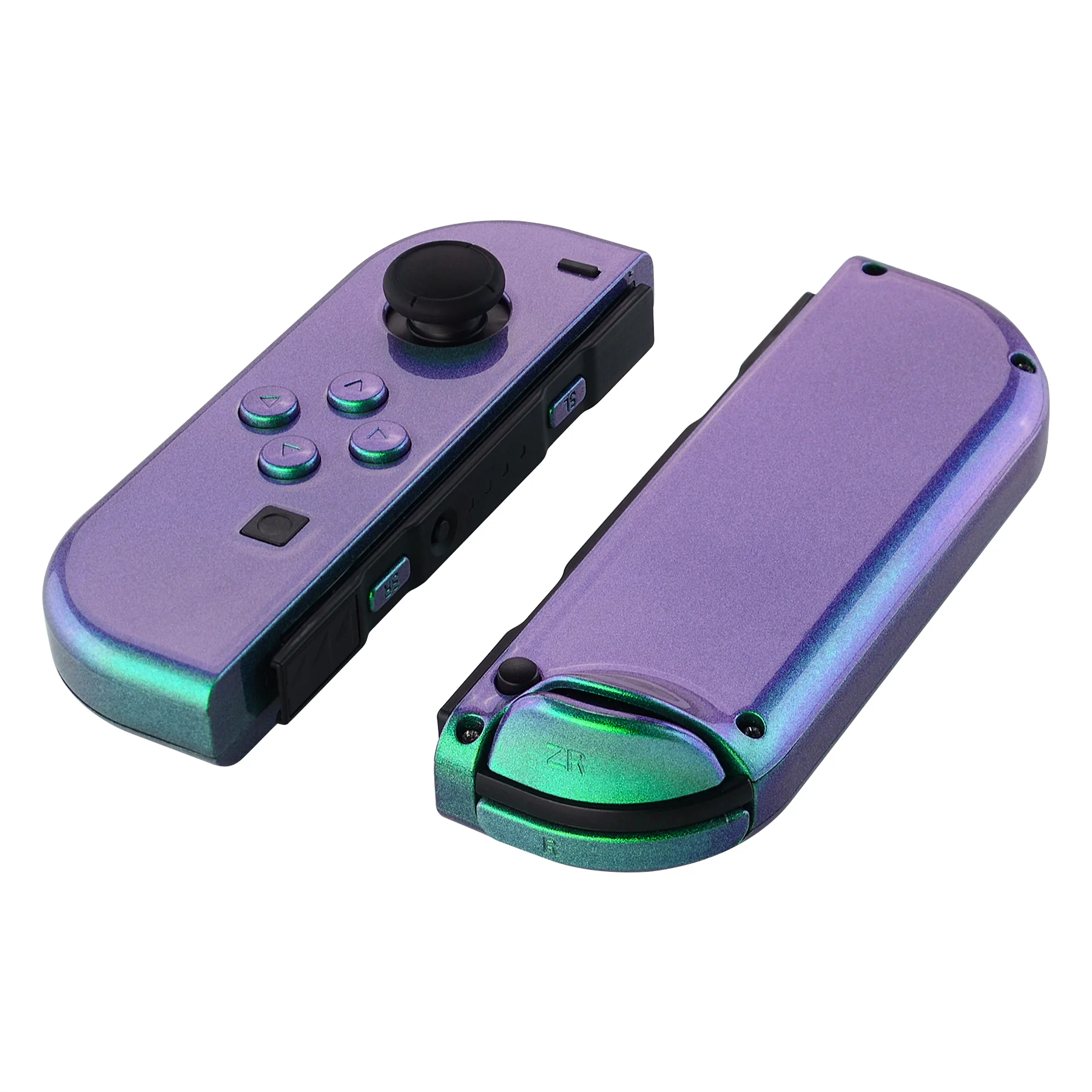eXtremeRate Replacement Full Set Shell Case with Buttons for Joycon of NS Switch - Chameleon Green Purple - Image 9