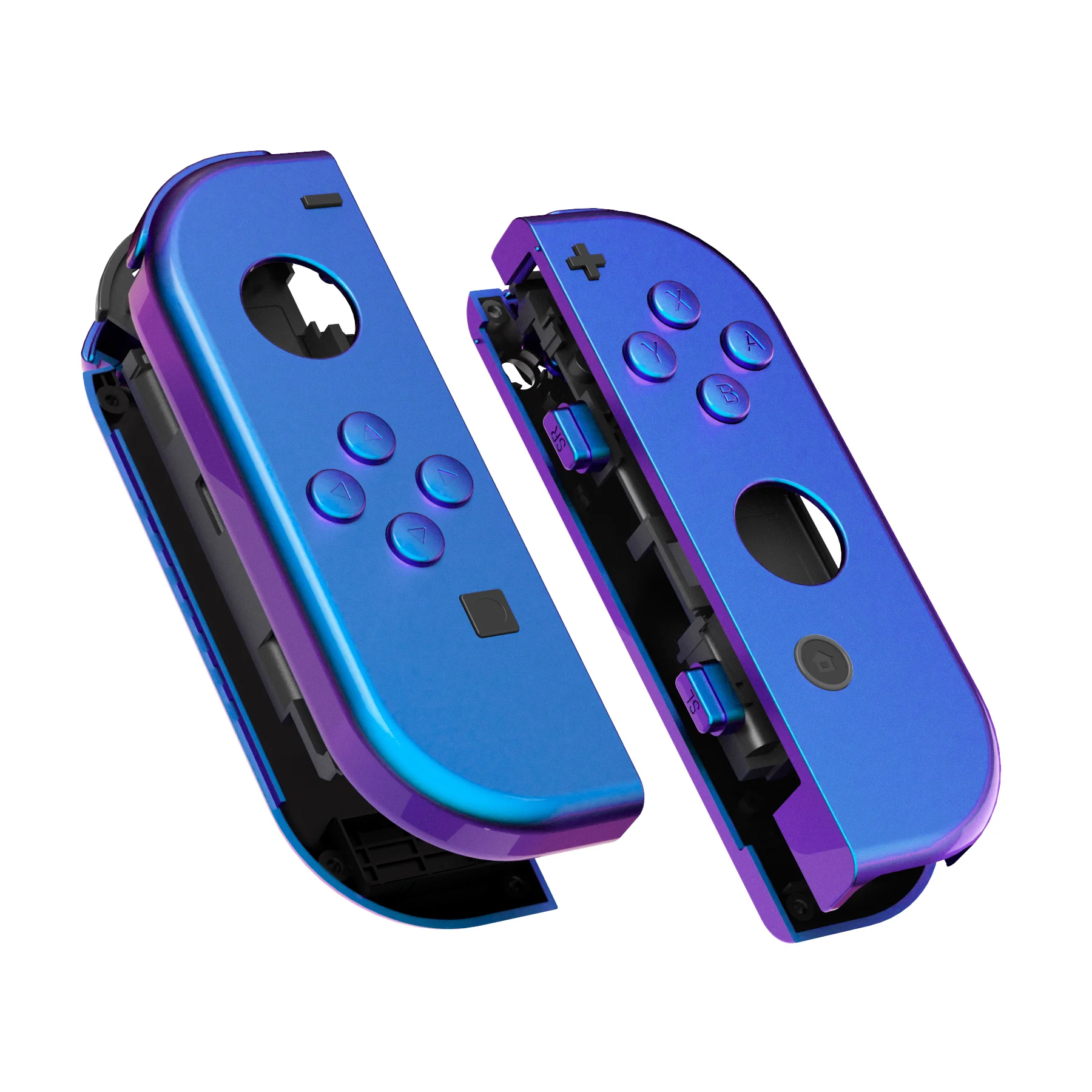 eXtremeRate Replacement Full Set Shell Case with Buttons for Joycon of NS Switch - Chameleon Purple Blue - Image 11