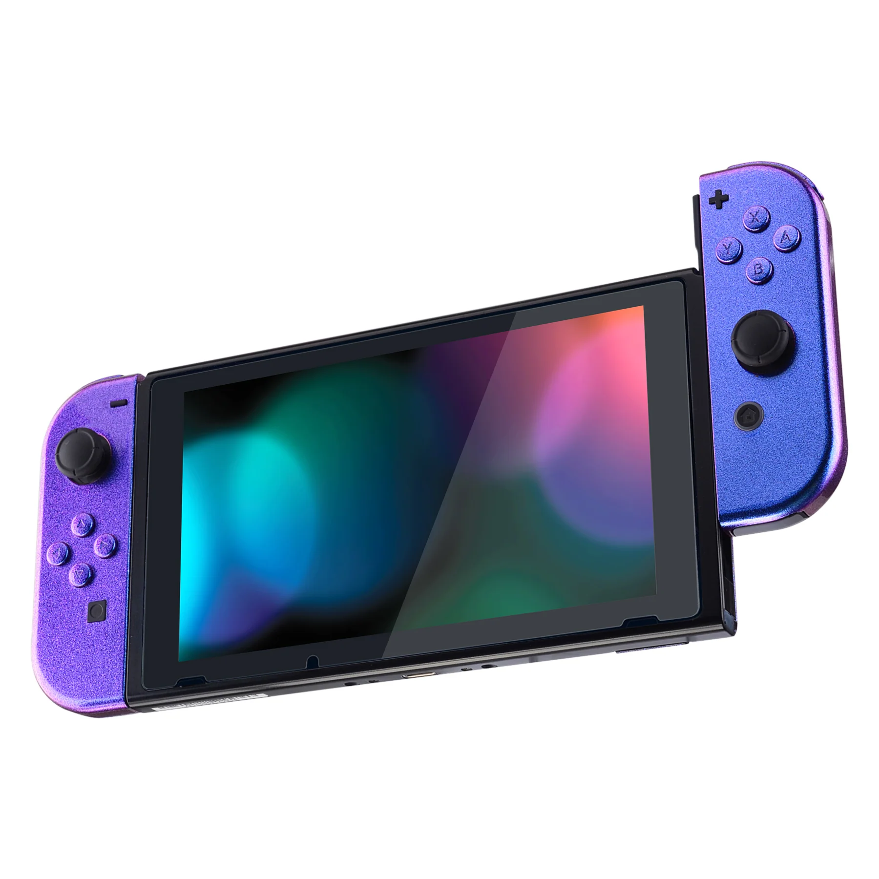 eXtremeRate Replacement Full Set Shell Case with Buttons for Joycon of NS Switch - Chameleon Purple Blue - Image 5