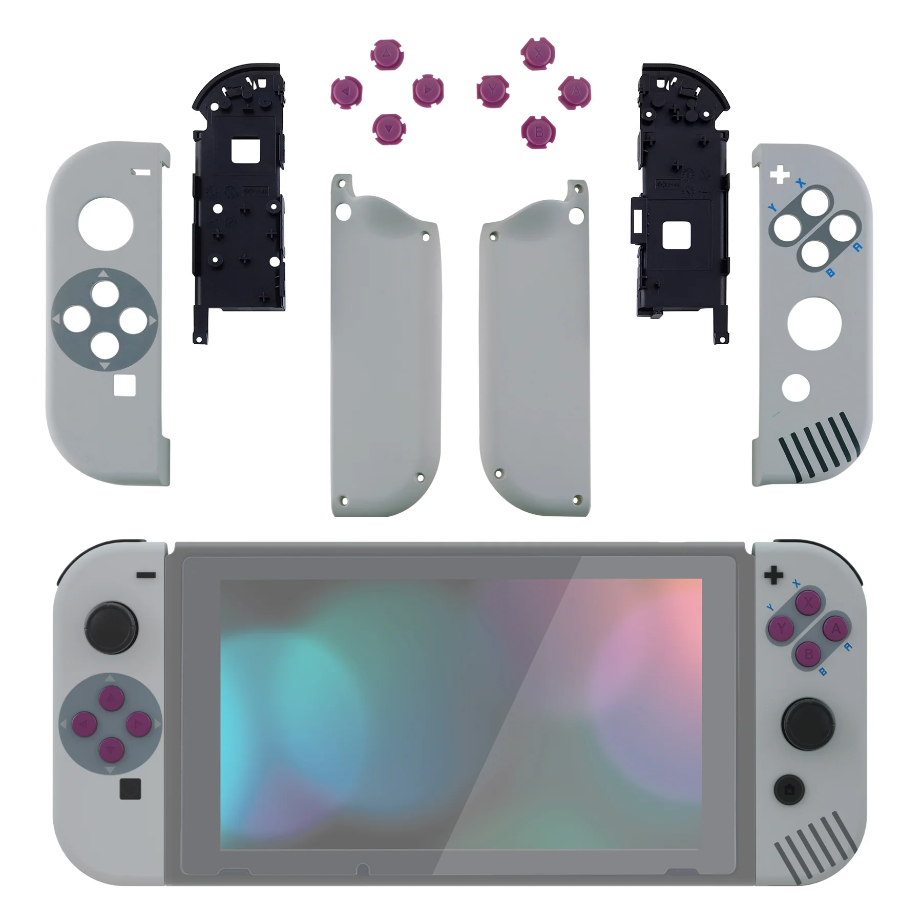 eXtremeRate Replacement Full Set Shell Case with Buttons for Joycon of NS Switch - Classic 1989 GB DMG-01 Style - Image 3