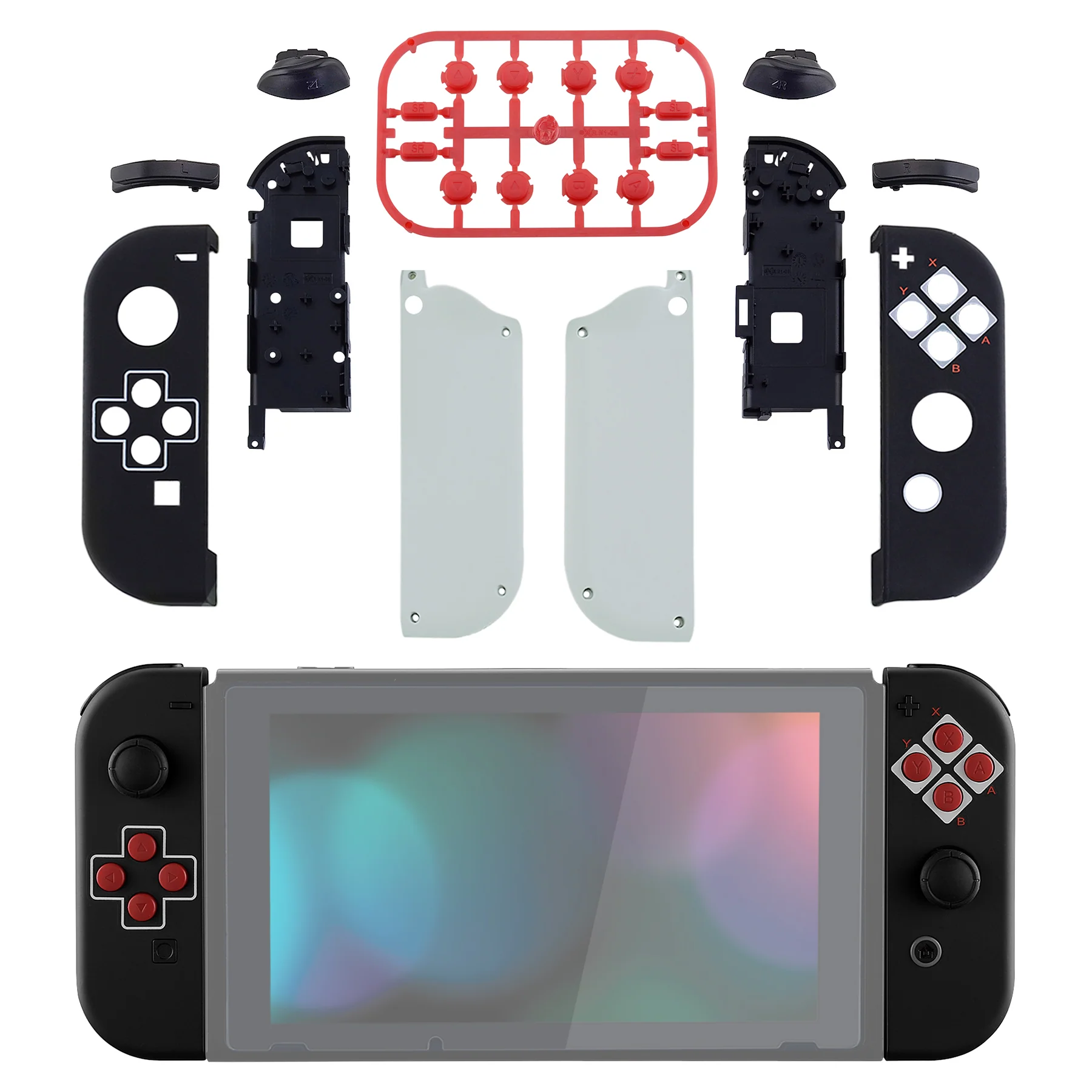 eXtremeRate Replacement Full Set Shell Case with Buttons for Joycon of NS Switch - Classics NES Style - Image 4