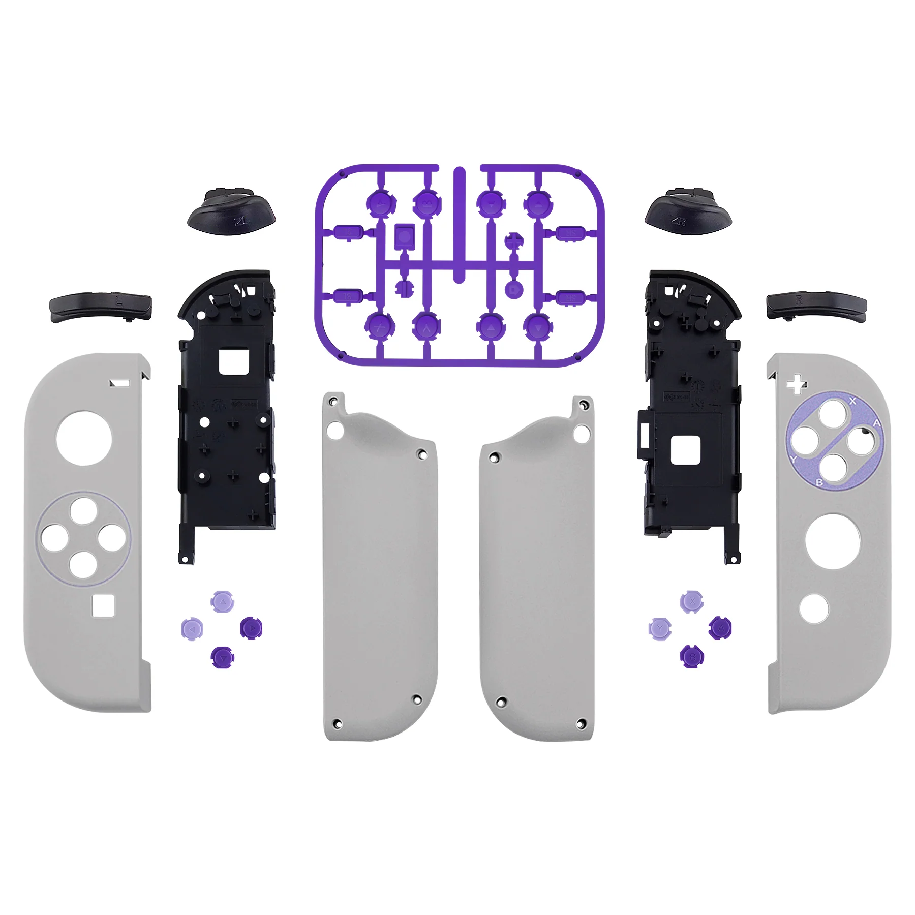eXtremeRate Replacement Full Set Shell Case with Buttons for Joycon of NS Switch - Classics SNES Style - Image 2