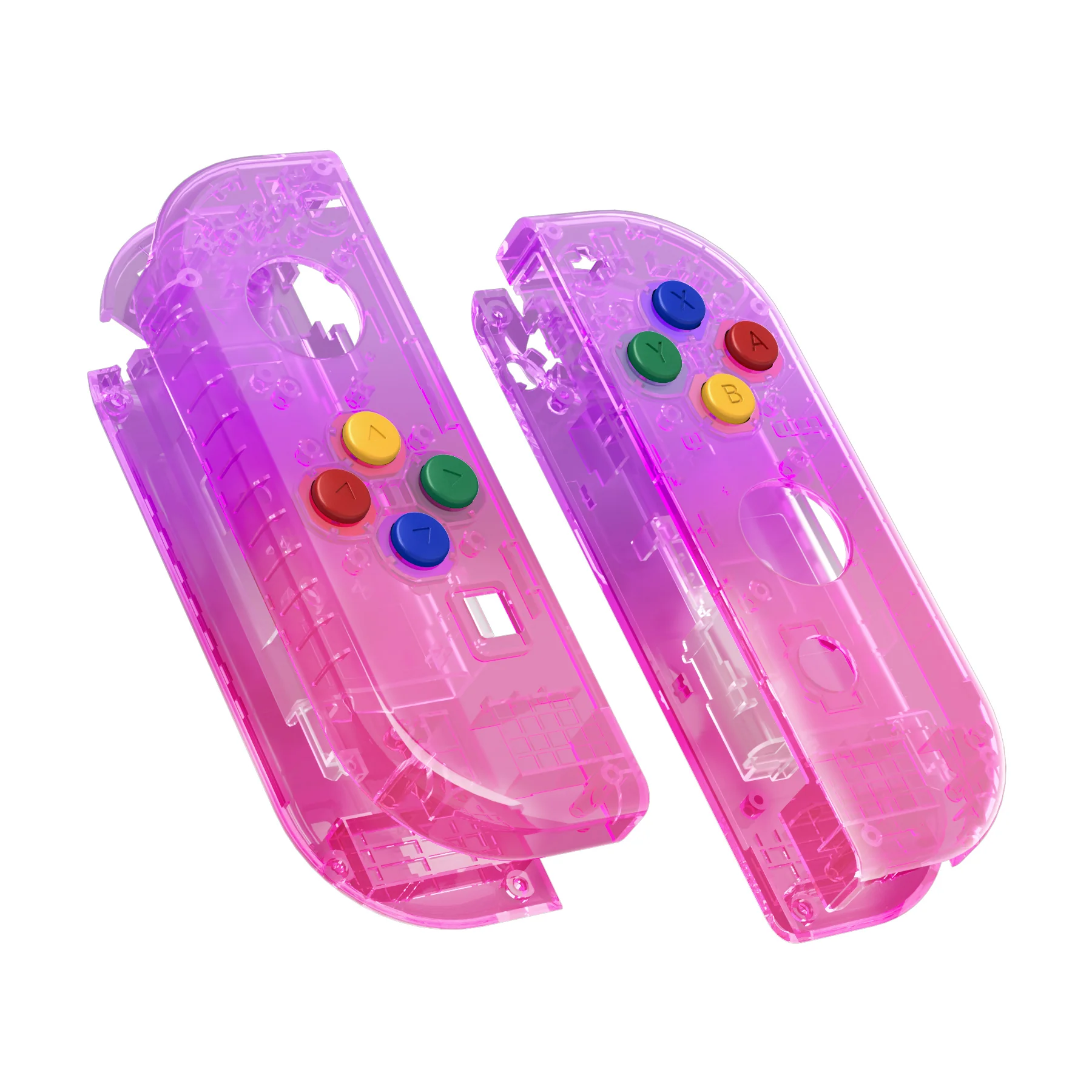 eXtremeRate Replacement Full Set Shell Case with Buttons for Joycon of NS Switch - Clear Atomic Purple Rose Red - Image 10
