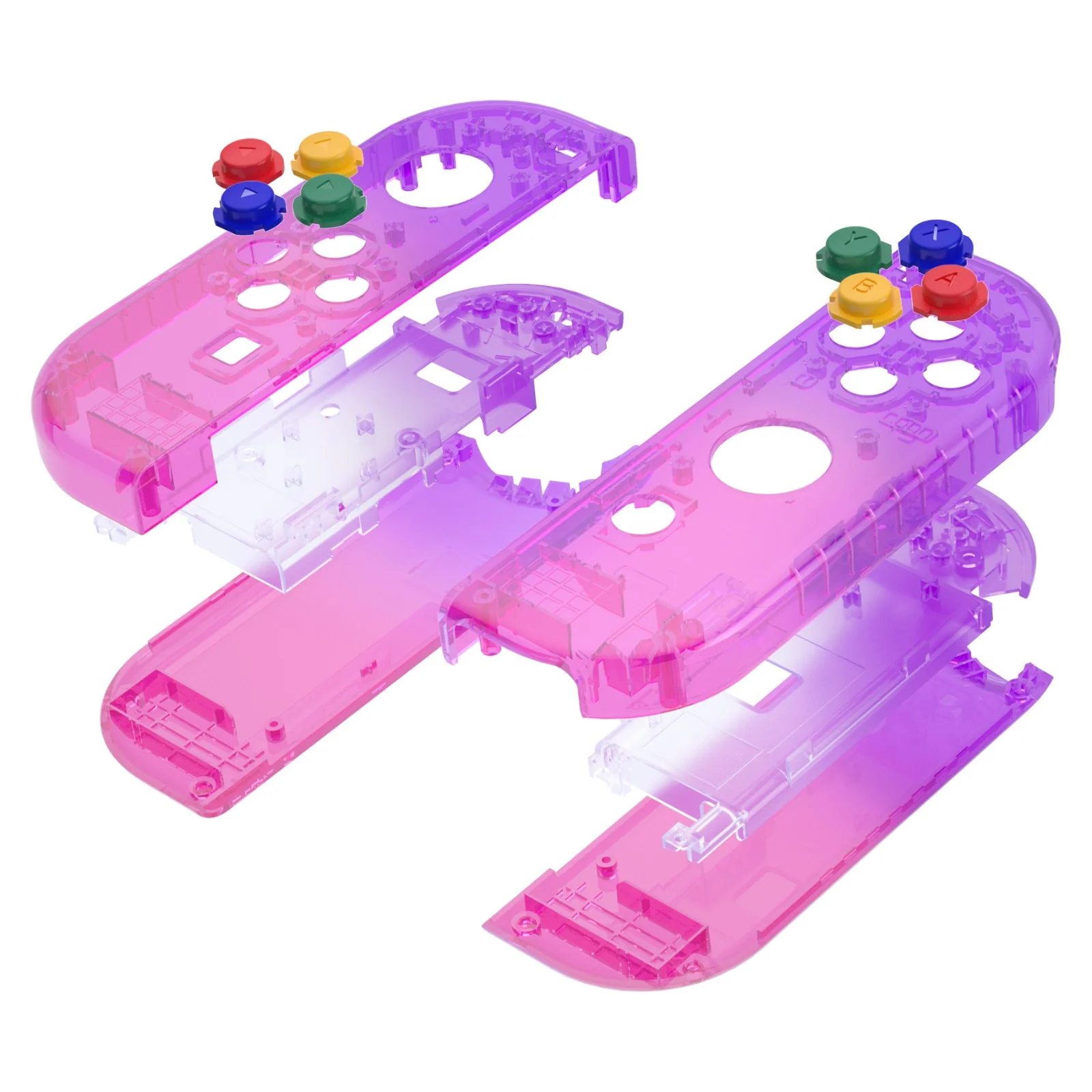 eXtremeRate Replacement Full Set Shell Case with Buttons for Joycon of NS Switch - Clear Atomic Purple Rose Red - Image 13