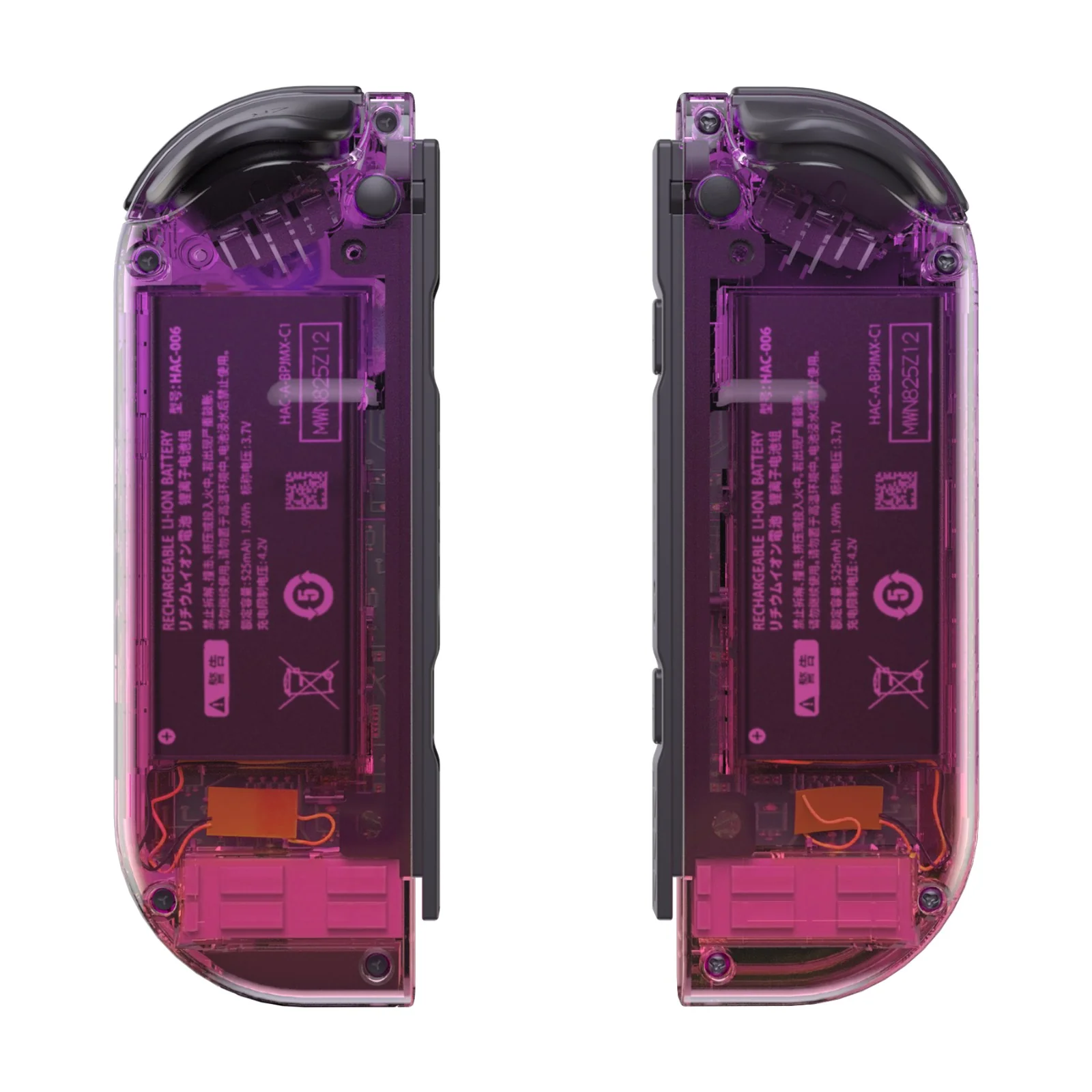 eXtremeRate Replacement Full Set Shell Case with Buttons for Joycon of NS Switch - Clear Atomic Purple Rose Red - Image 8