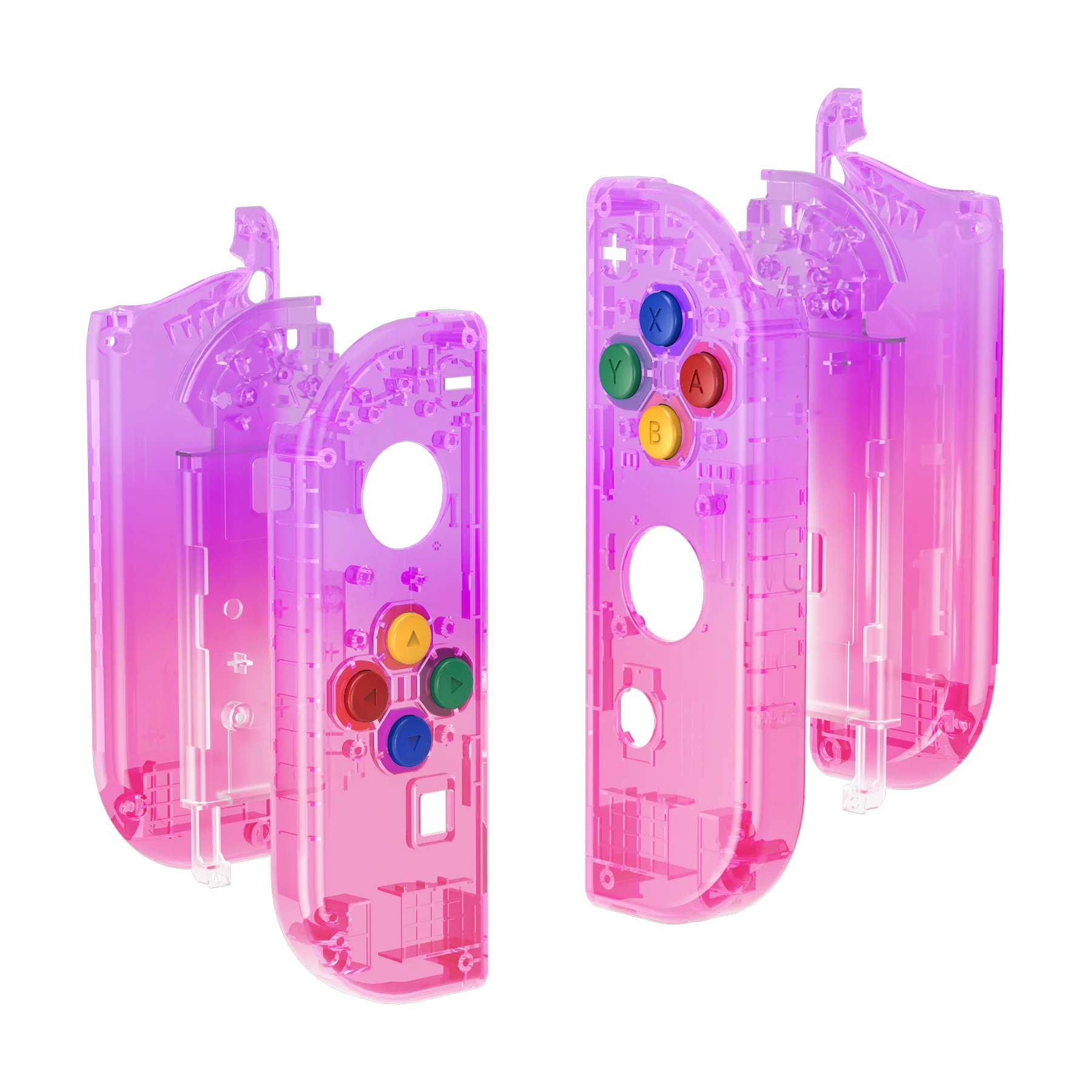 eXtremeRate Replacement Full Set Shell Case with Buttons for Joycon of NS Switch - Clear Atomic Purple Rose Red - Image 9