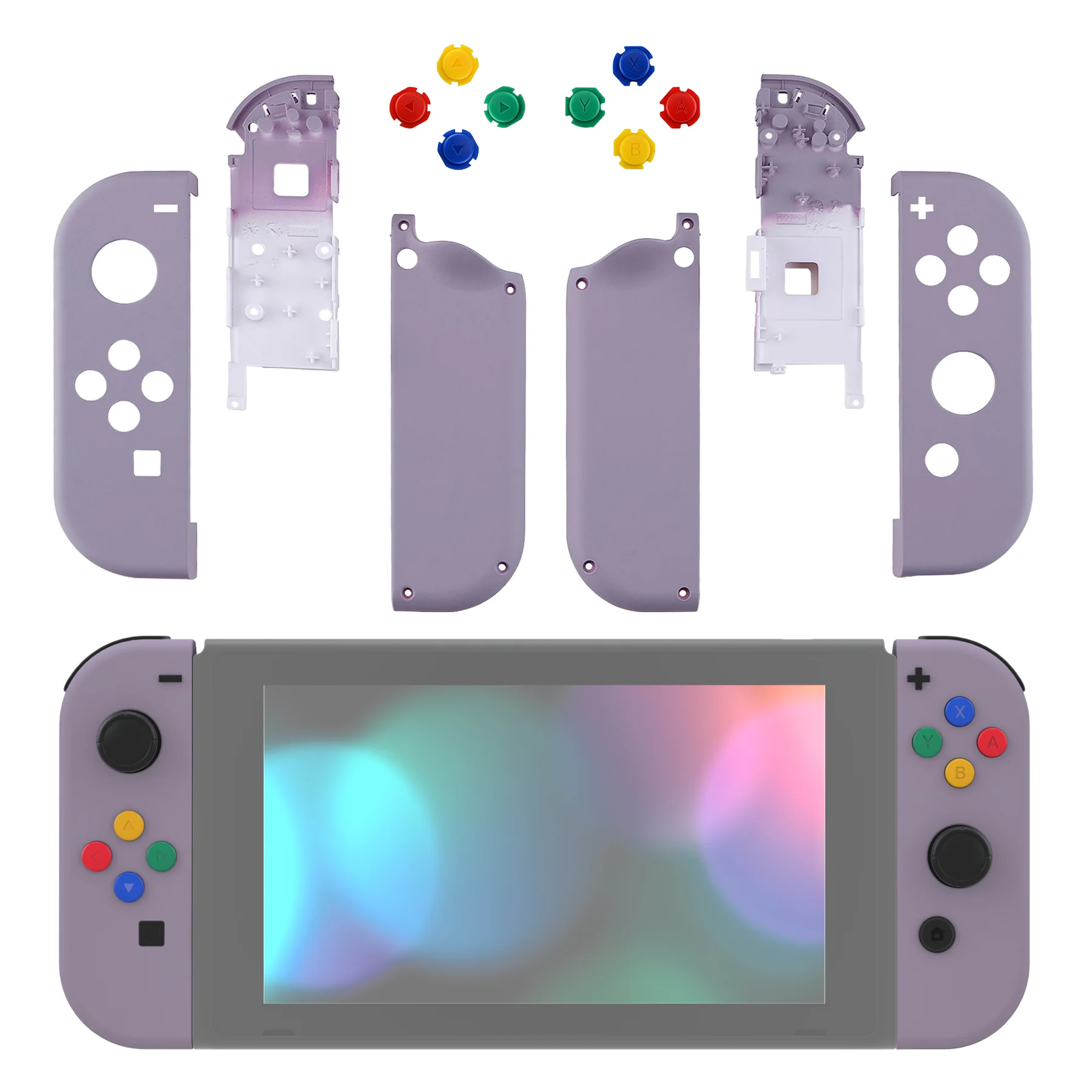 eXtremeRate Replacement Full Set Shell Case with Buttons for Joycon of NS Switch - Dark Grayish Violet - Image 3