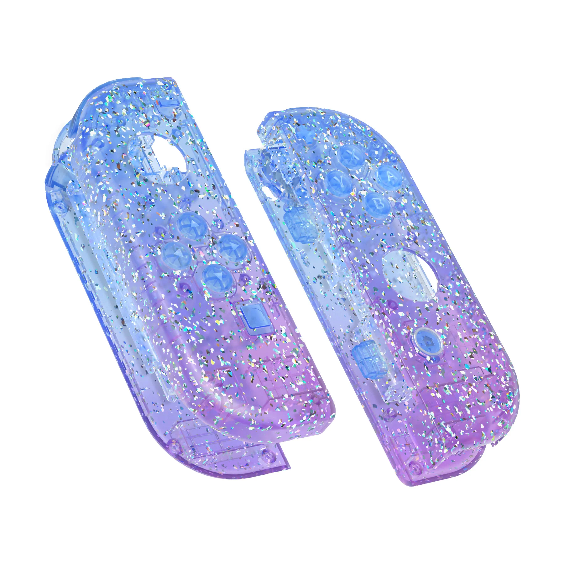 eXtremeRate Replacement Full Set Shell Case with Buttons for Joycon of NS Switch - Glitter Gradient Translucent Bluebell - Image 10
