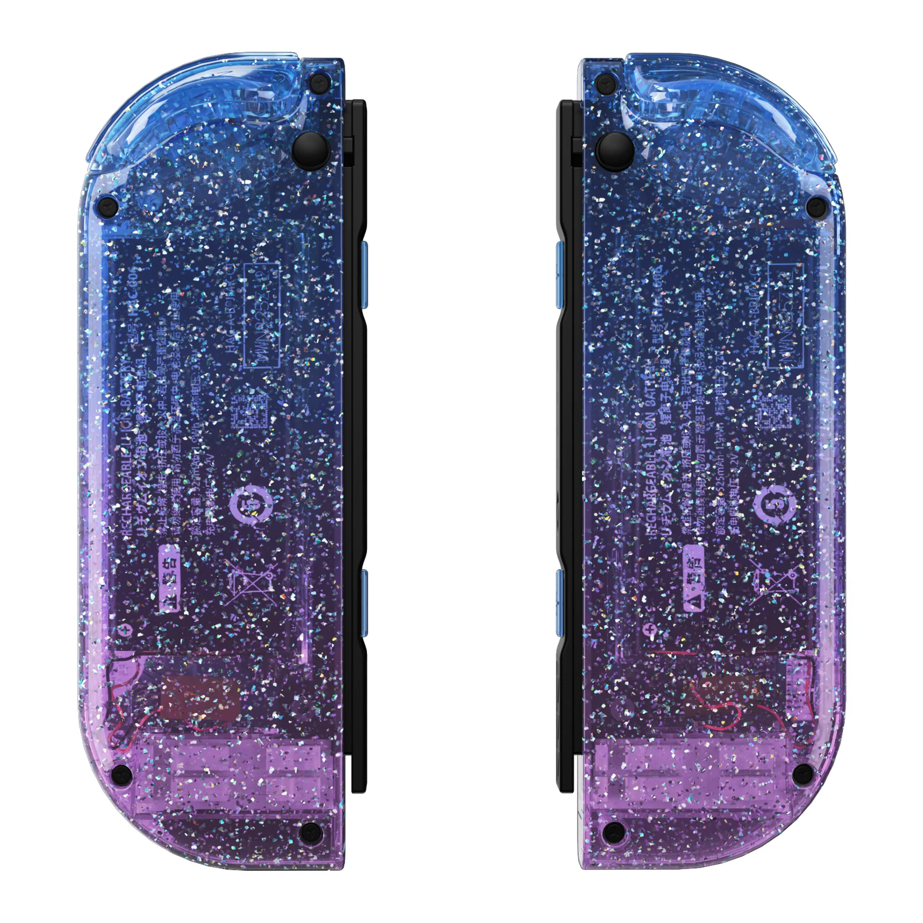 eXtremeRate Replacement Full Set Shell Case with Buttons for Joycon of NS Switch - Glitter Gradient Translucent Bluebell - Image 9