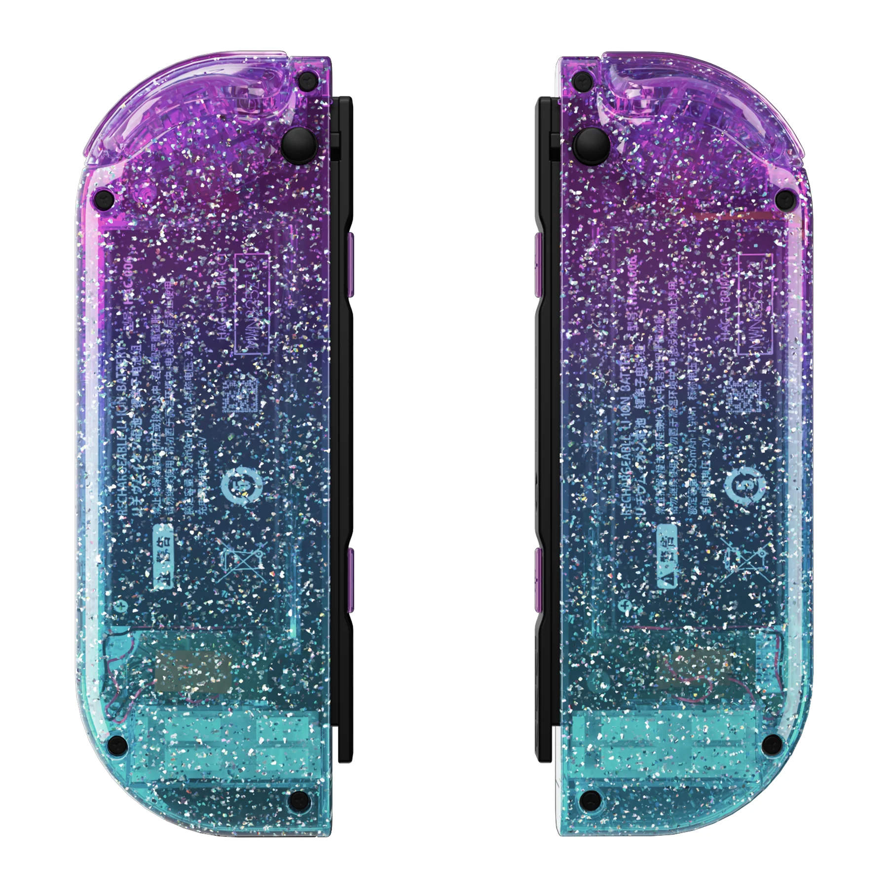 eXtremeRate Replacement Full Set Shell Case with Buttons for Joycon of NS Switch - Glitter Gradient Translucent Bluebell & Blue - Image 10