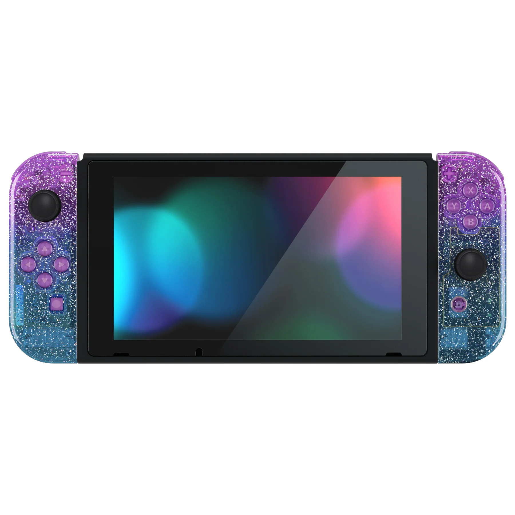 eXtremeRate Replacement Full Set Shell Case with Buttons for Joycon of NS Switch - Glitter Gradient Translucent Bluebell & Blue - Image 6