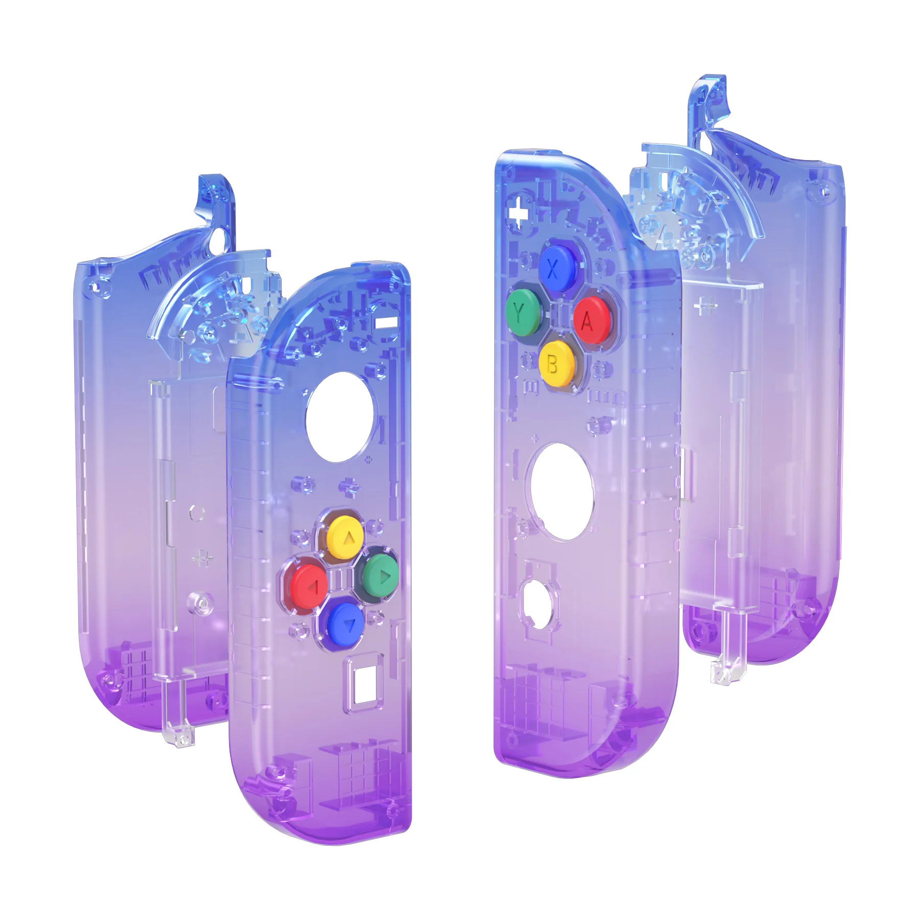 eXtremeRate Replacement Full Set Shell Case with Buttons for Joycon of NS Switch - Gradient Translucent Bluebell - Image 10