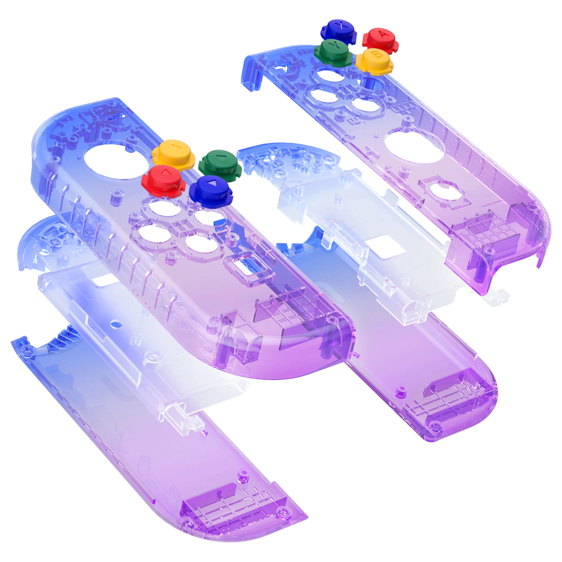 eXtremeRate Replacement Full Set Shell Case with Buttons for Joycon of NS Switch - Gradient Translucent Bluebell - Image 11