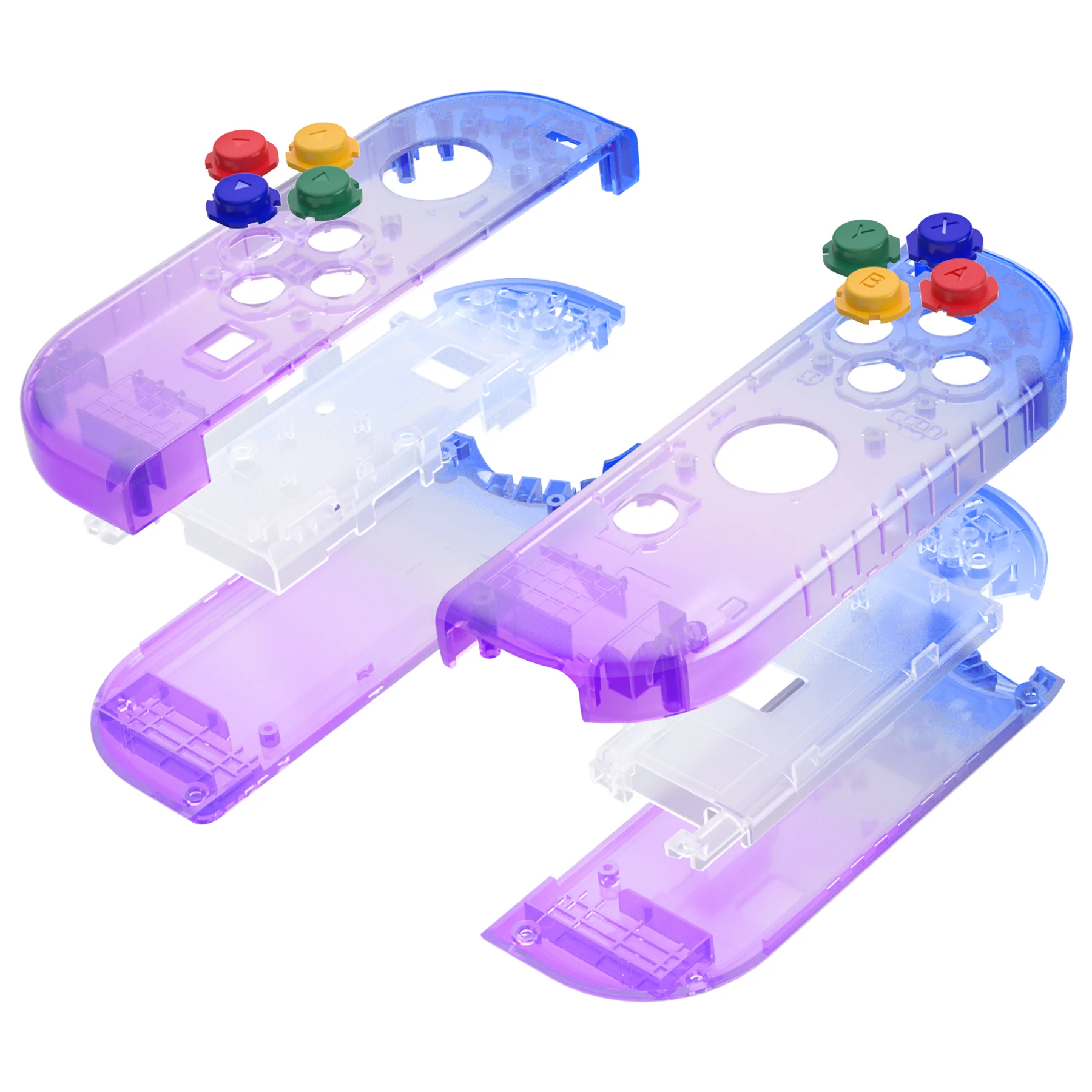 eXtremeRate Replacement Full Set Shell Case with Buttons for Joycon of NS Switch - Gradient Translucent Bluebell - Image 12