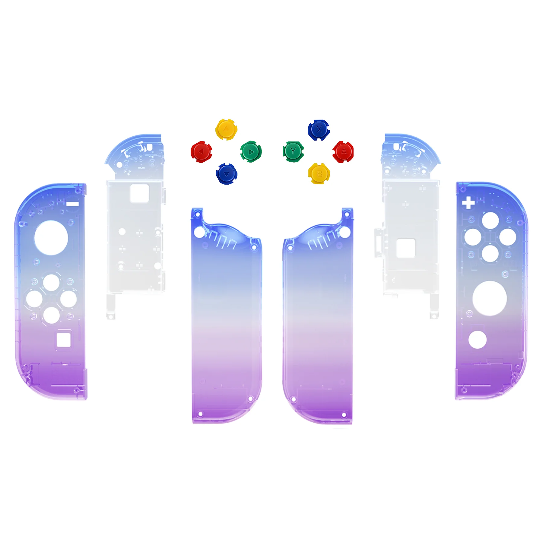 eXtremeRate Replacement Full Set Shell Case with Buttons for Joycon of NS Switch - Gradient Translucent Bluebell - Image 2