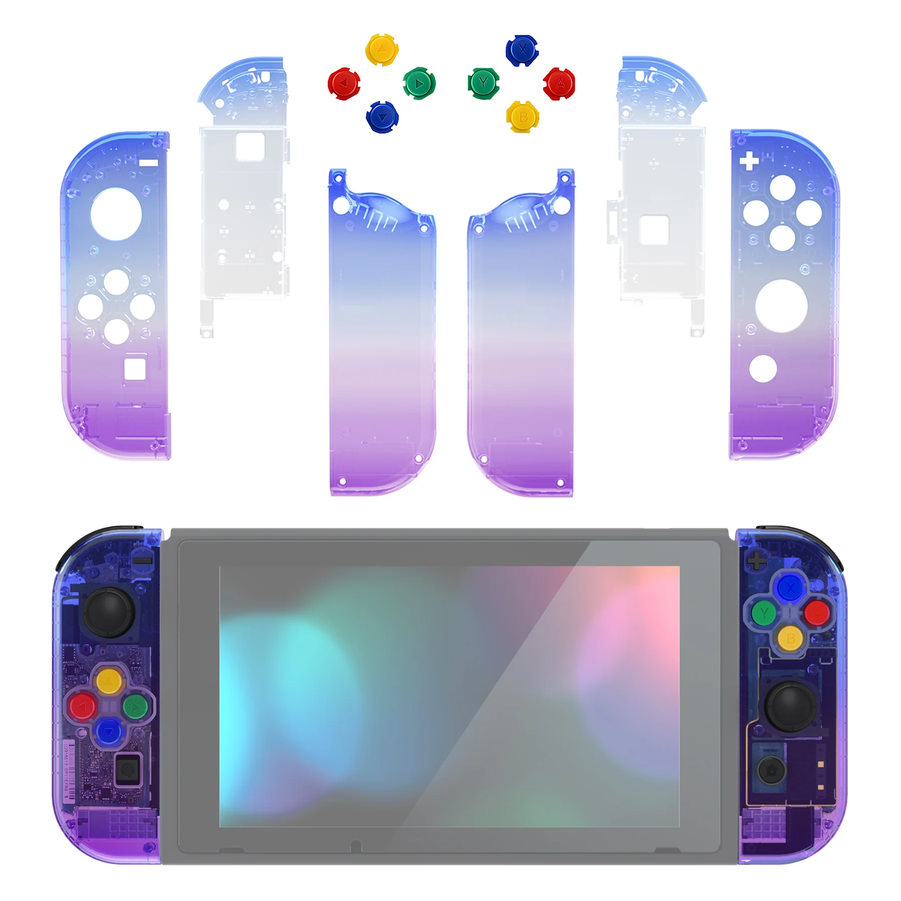 eXtremeRate Replacement Full Set Shell Case with Buttons for Joycon of NS Switch - Gradient Translucent Bluebell - Image 3
