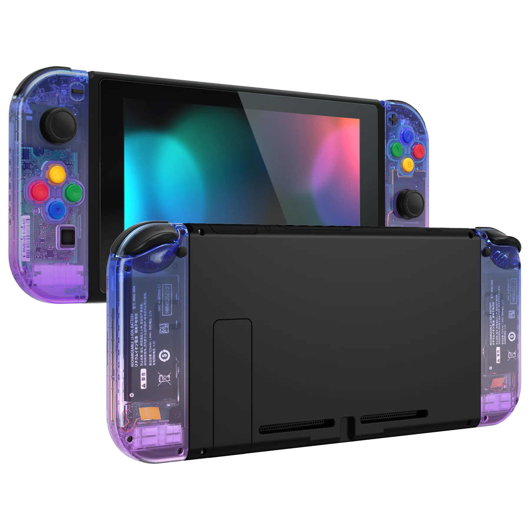 eXtremeRate Replacement Full Set Shell Case with Buttons for Joycon of NS Switch - Gradient Translucent Bluebell - Image 4