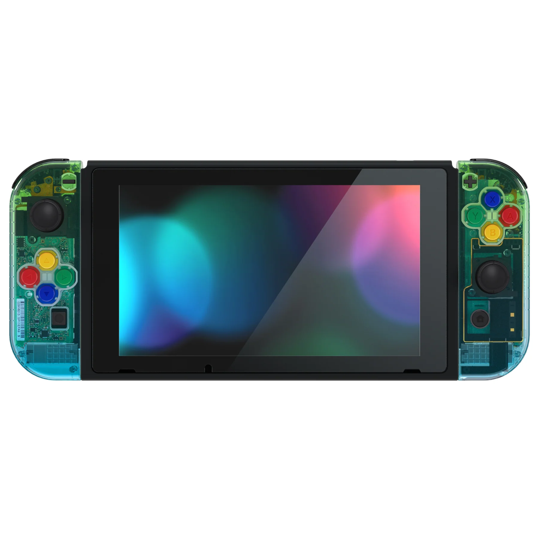 eXtremeRate Replacement Full Set Shell Case with Buttons for Joycon of NS Switch - Gradient Translucent Green Blue - Image 5