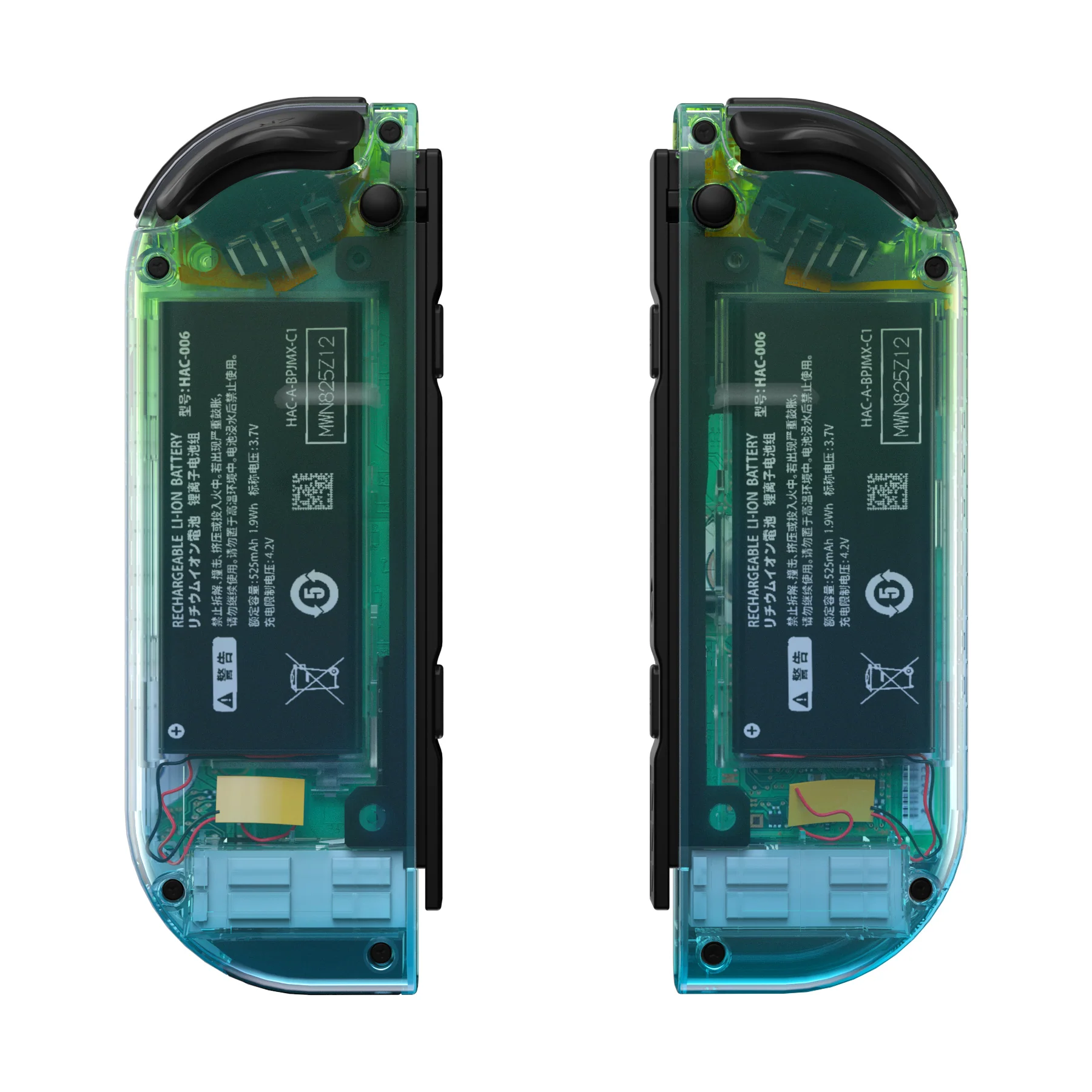 eXtremeRate Replacement Full Set Shell Case with Buttons for Joycon of NS Switch - Gradient Translucent Green Blue - Image 8